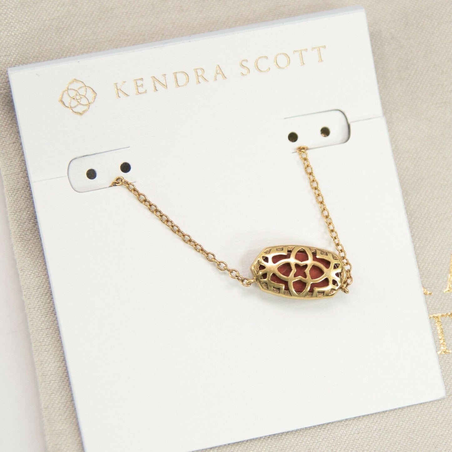 Kendra Scott Elisa Gold Red Magnesite Pendant Station Necklace NWT