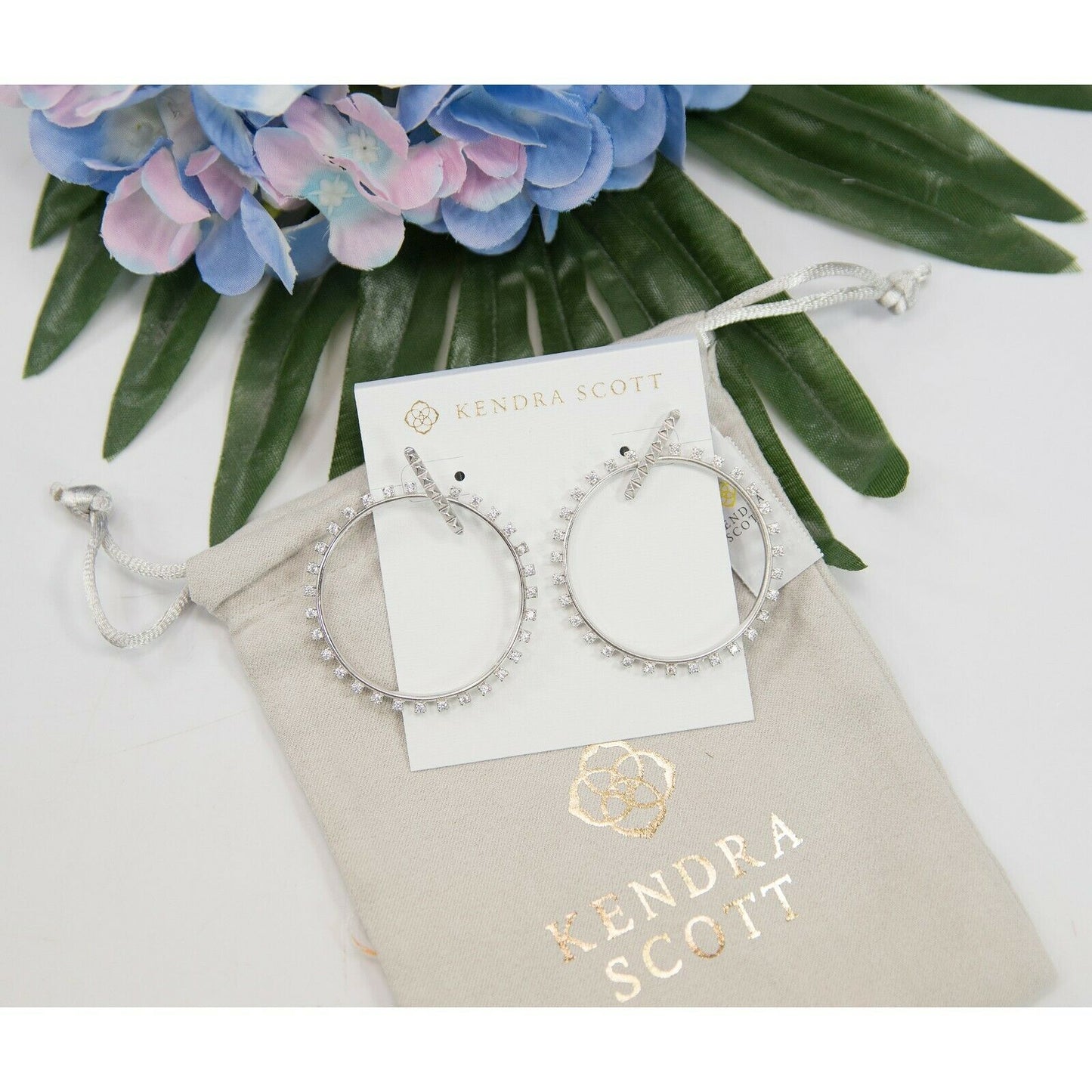 Kendra Scott Cubic Zirconium Charlie Grace Hoop Drop Earrings NWT