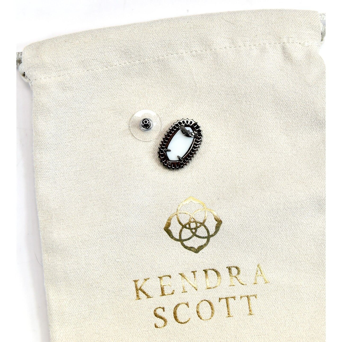 Kendra Scott Black Drusy Ellie Baguette Gunmetal Statement Stud Earrings NWT