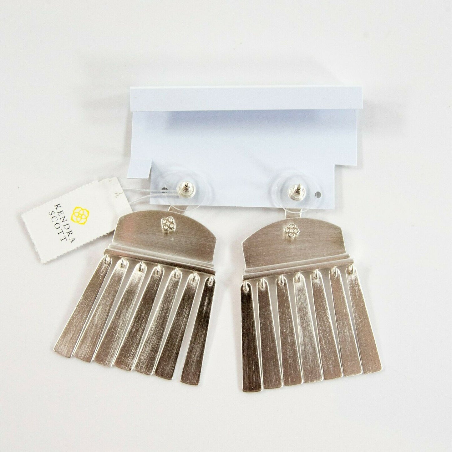 Kendra Scott Layne Rhodium Silver Fringe Large Drop Earrings NWT