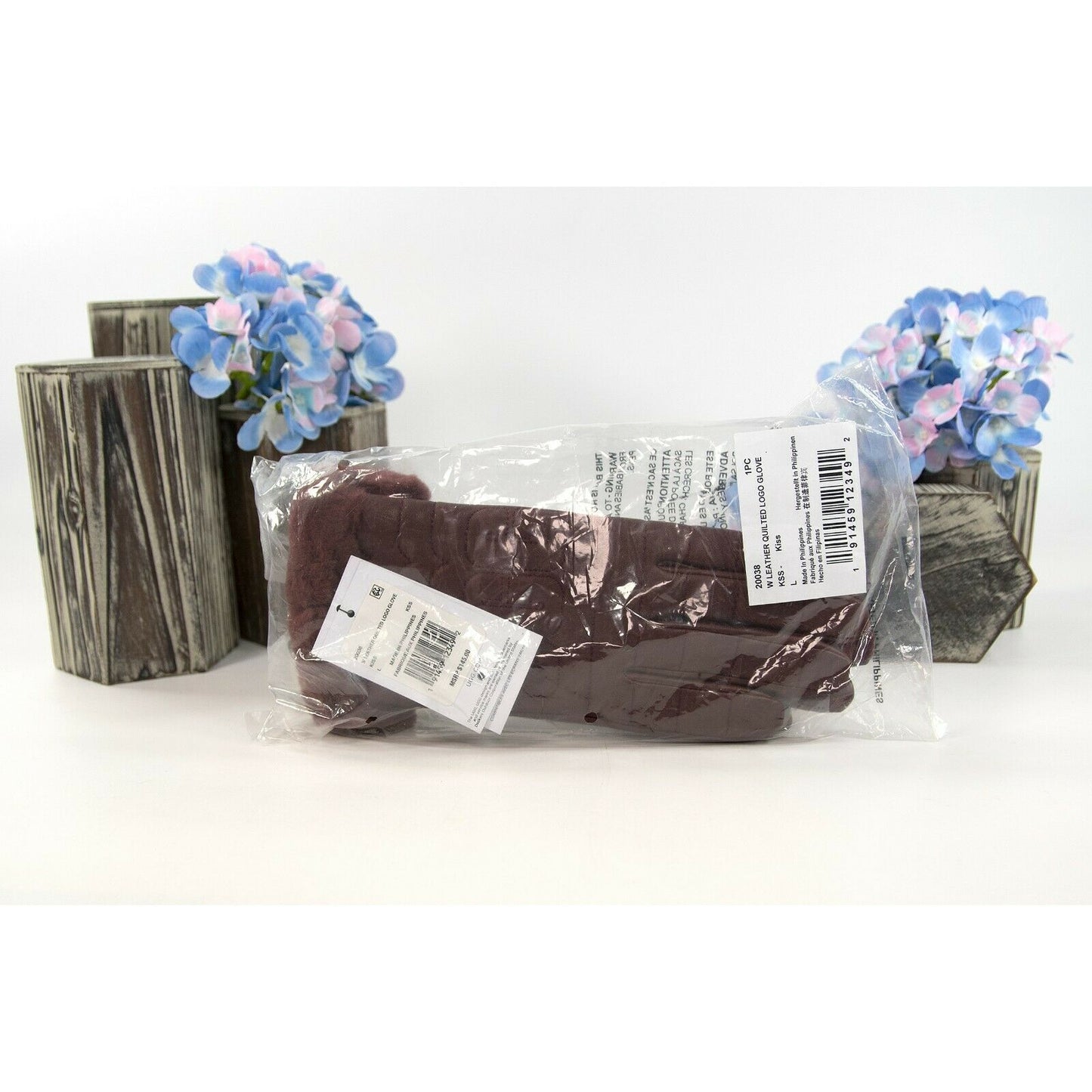Ugg Burgundy Quilted Leather Conductive Tech Palm Shearling Fur Gloves Large
