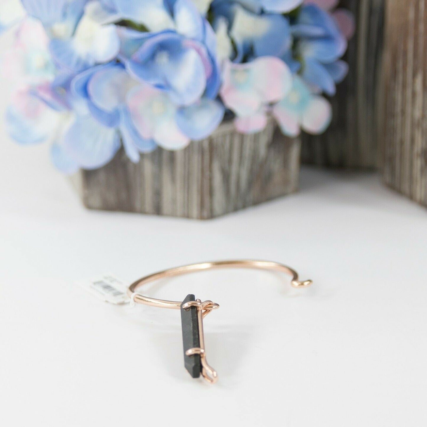 Kendra Scott Collins Black Granite Rose Gold Bangle Cuff Bracelet NWT