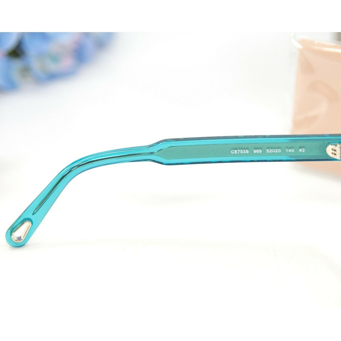 Chloe CE753S Aqua Gold Gradient Acrylic Metal Logo Sunglasses NWT Case