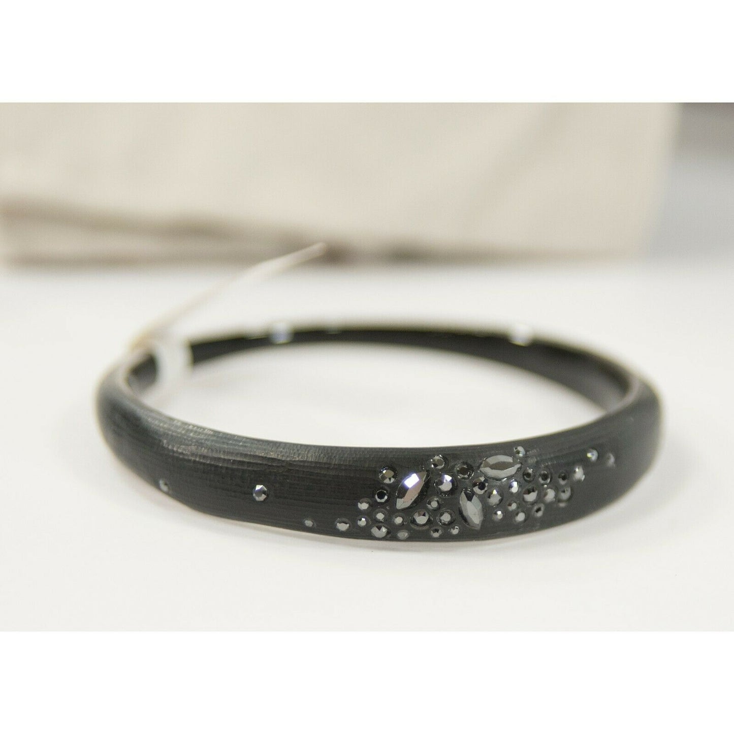 Alexis Bittar Black Lucite Noir Dust Crystal Bangle Bracelet NWT