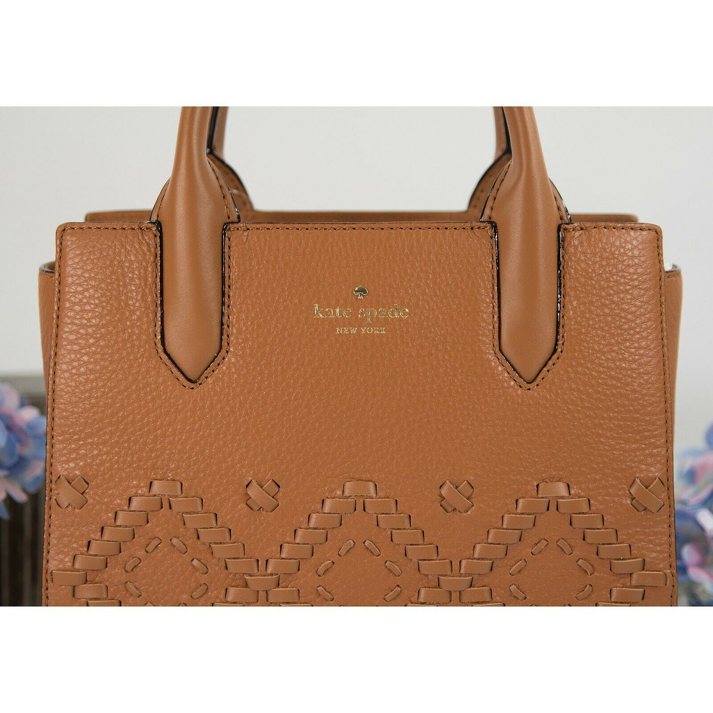 Kate Spade Warm Cognac Leather Flynn Street Small Meriwether Satchel Bag NWT