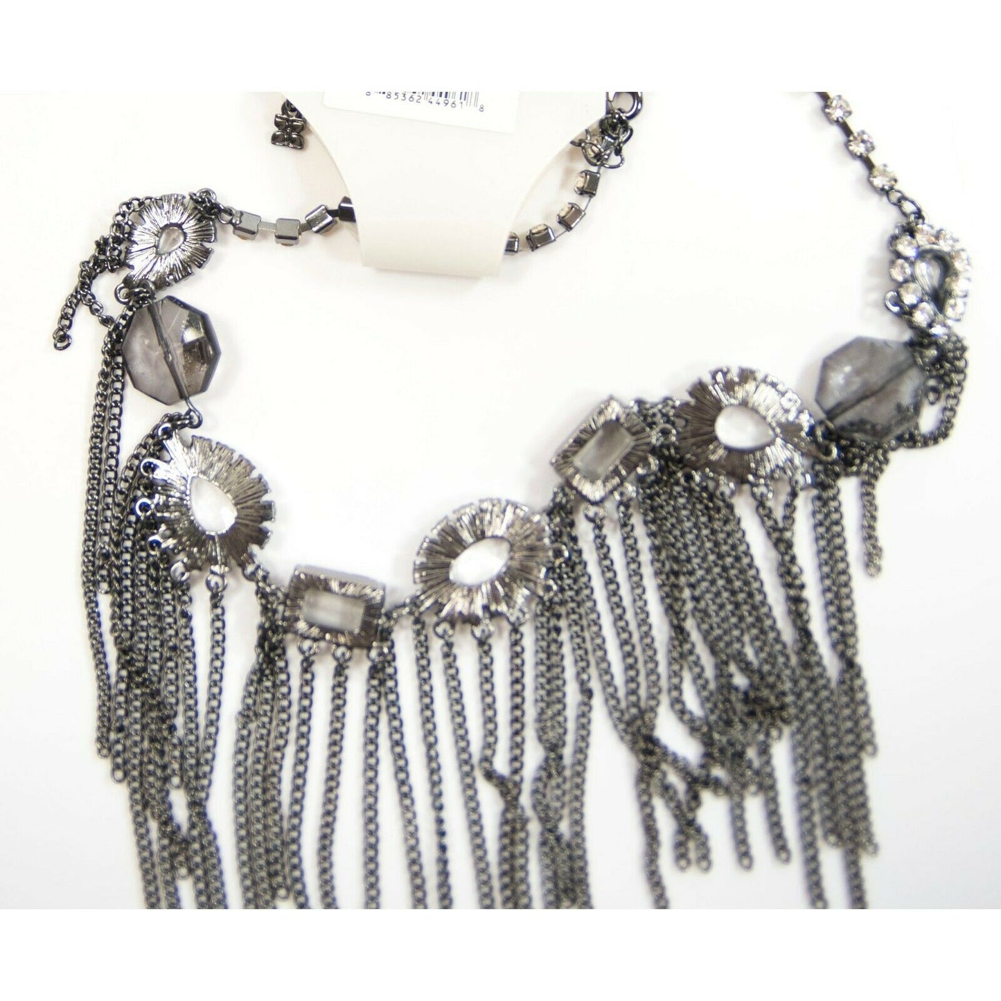 BCBGMaxAzria Black Fringe Crystal Large Statement Necklace NWT