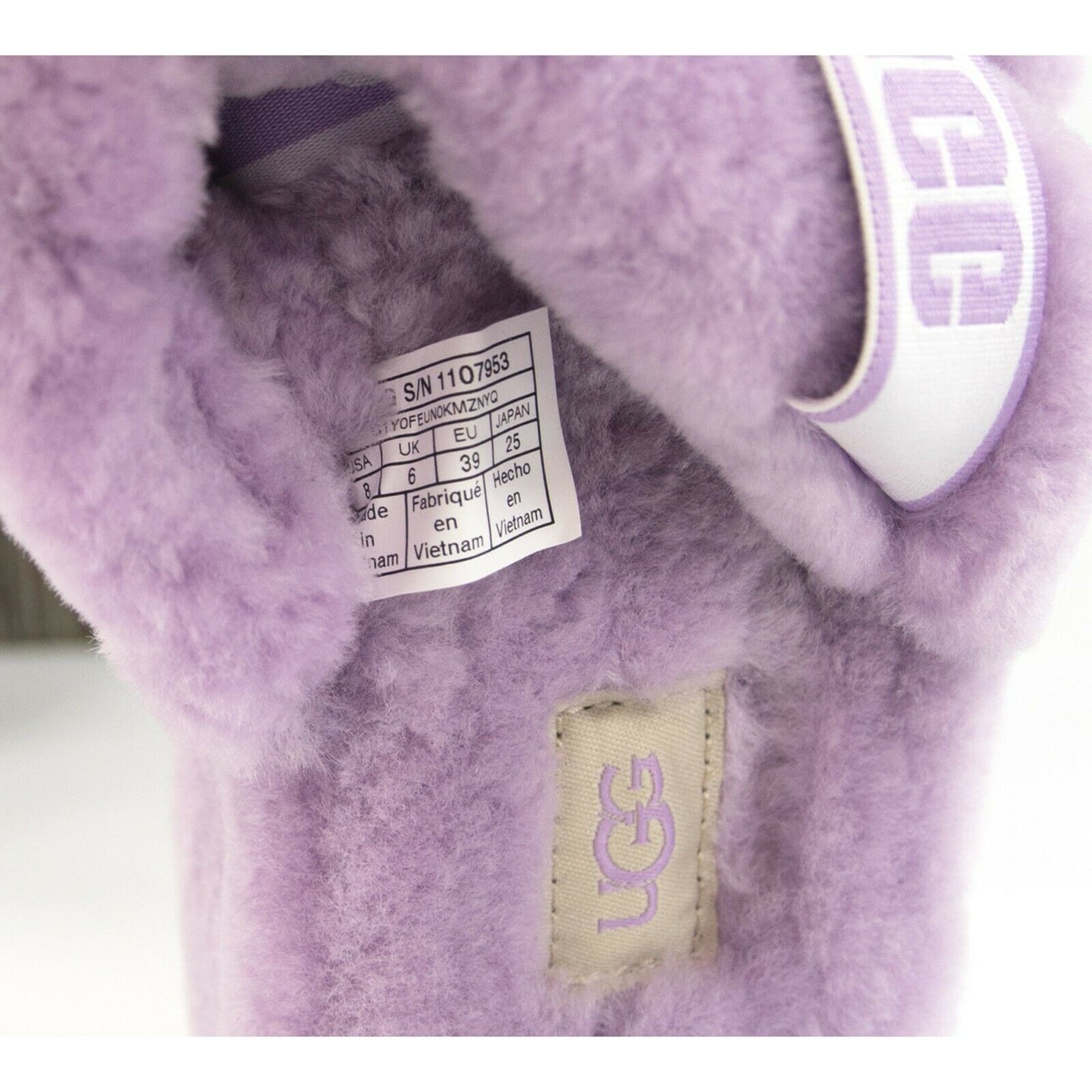 UGG Fluff Oh Yea Lilac Purple Sheepskin Fur Slippers Slides Sandals Sz 8 NIB