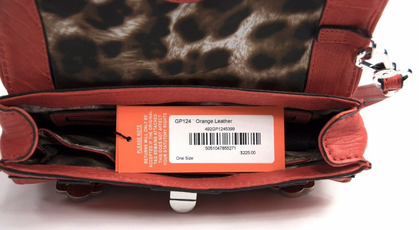 Karen Millen Large Orange Leather Large Lock Front Clutch NWT