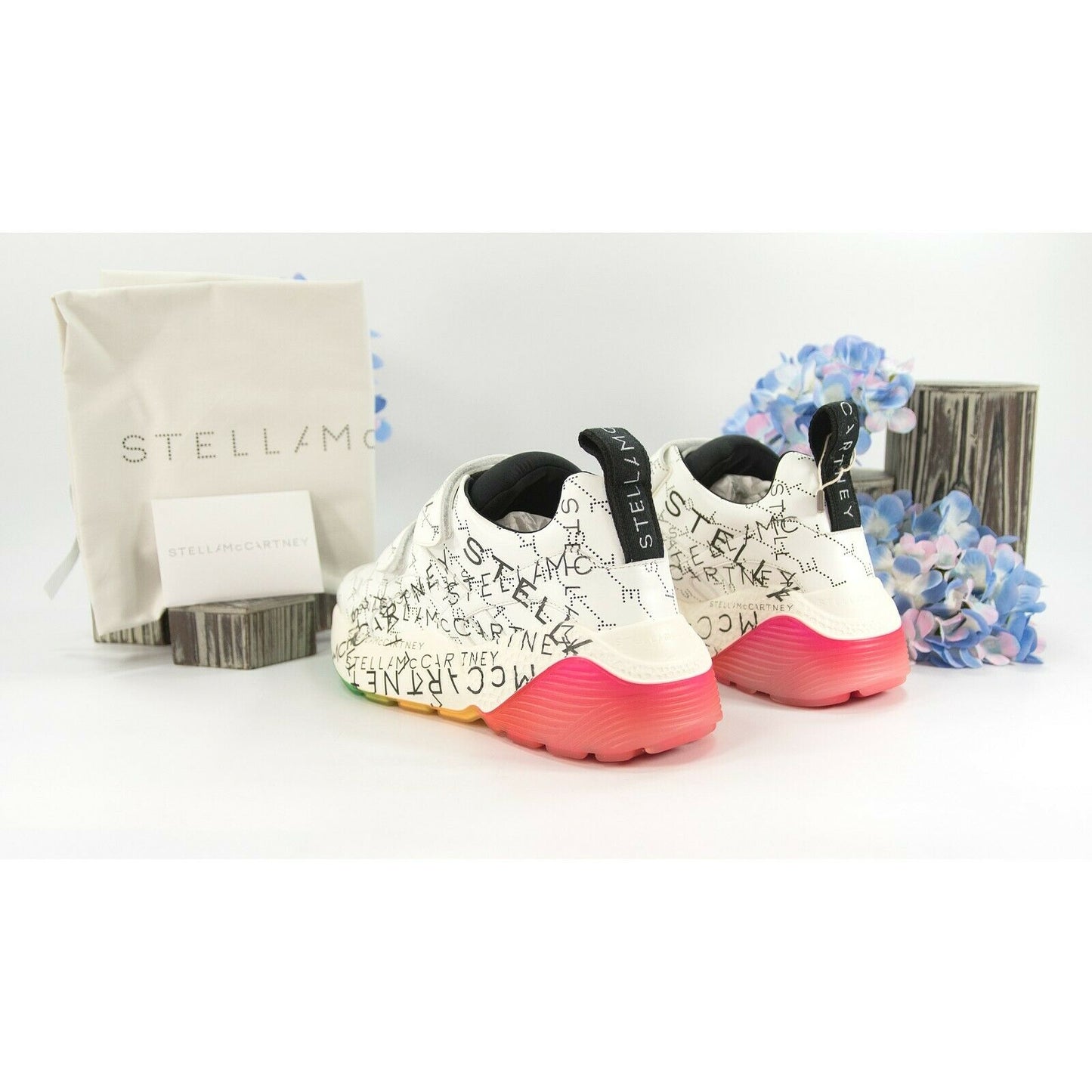 Stella McCarney Graffiti Rainbow Oversize Vegan Leather Sneakers 37 NIB