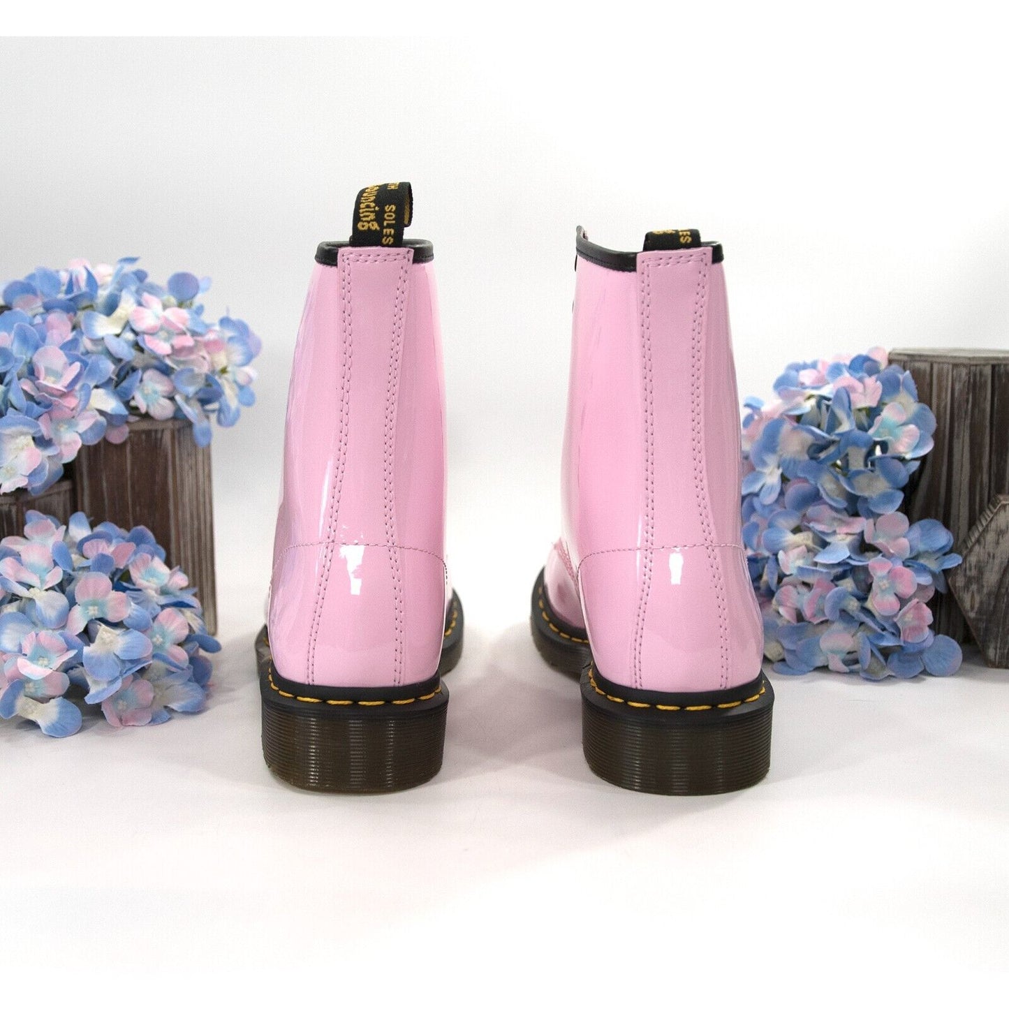 Dr. Martens 1460 Pink Patent Leather Lamper Lace Up Boots Size 10 NIB
