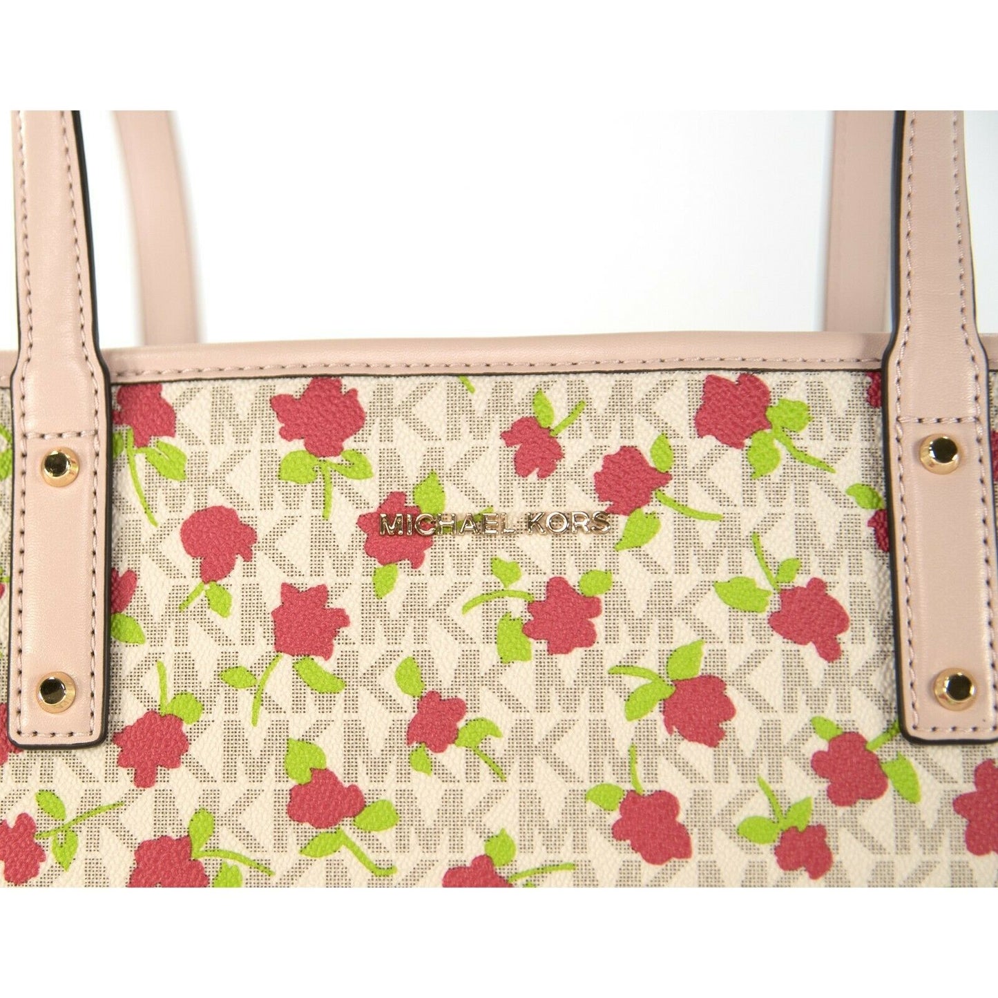 Michael Kors Vanilla Monogram Floral Faux Leather Carter Travel Tote Bag NWT