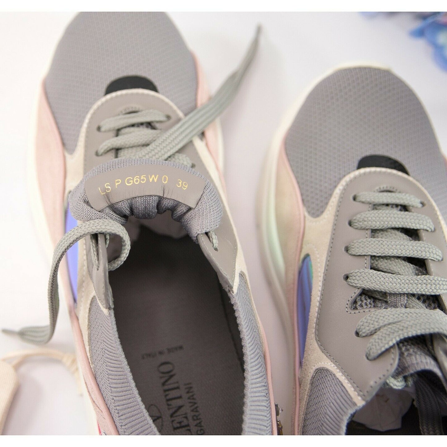 Valentino Garavani Leather Embellished Suede Athletic Sneakers 39 9 NIB