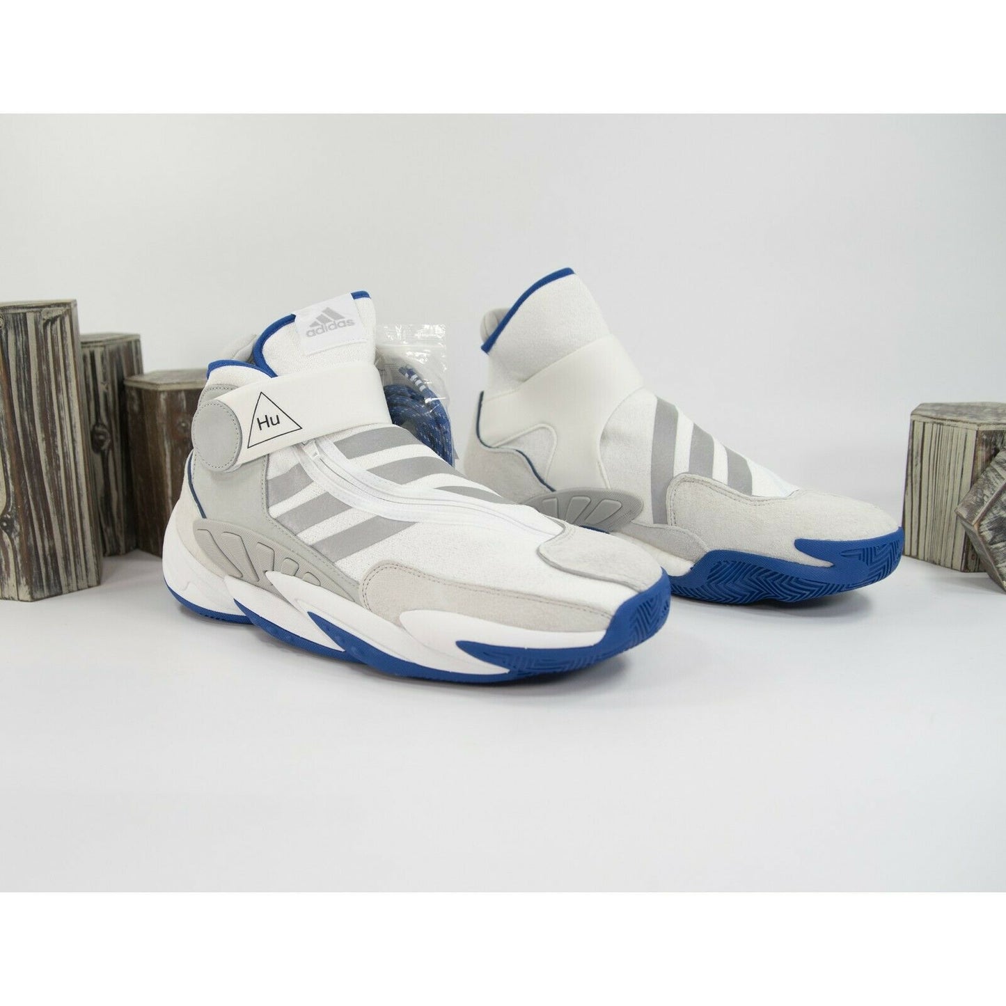 Adidas X Pharrell Williams Blue White Crazy BYW HU Basketball Shoes Mens 10 NIB