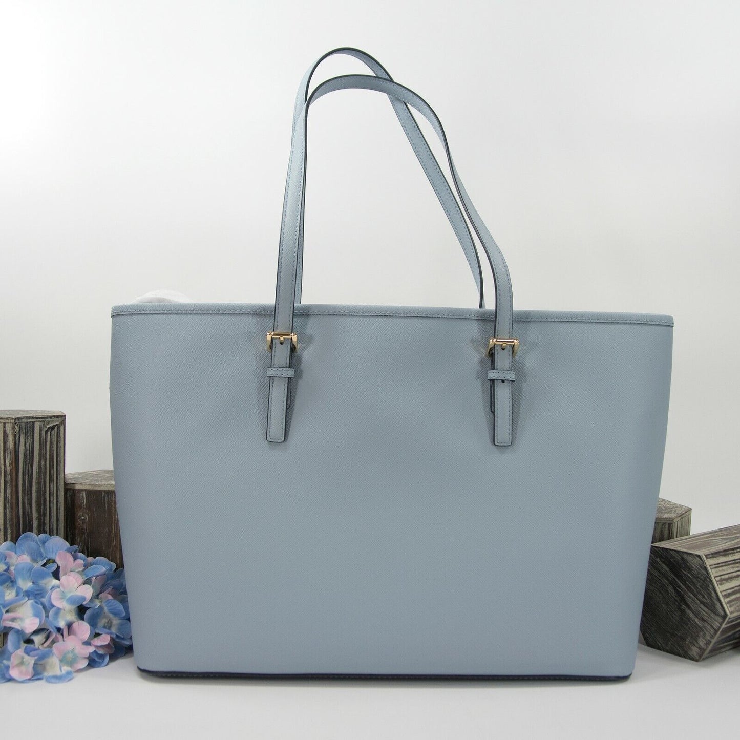 Michael Kors Pale Blue Saffiano Leather Multifunction Travel Tote Bag NWT