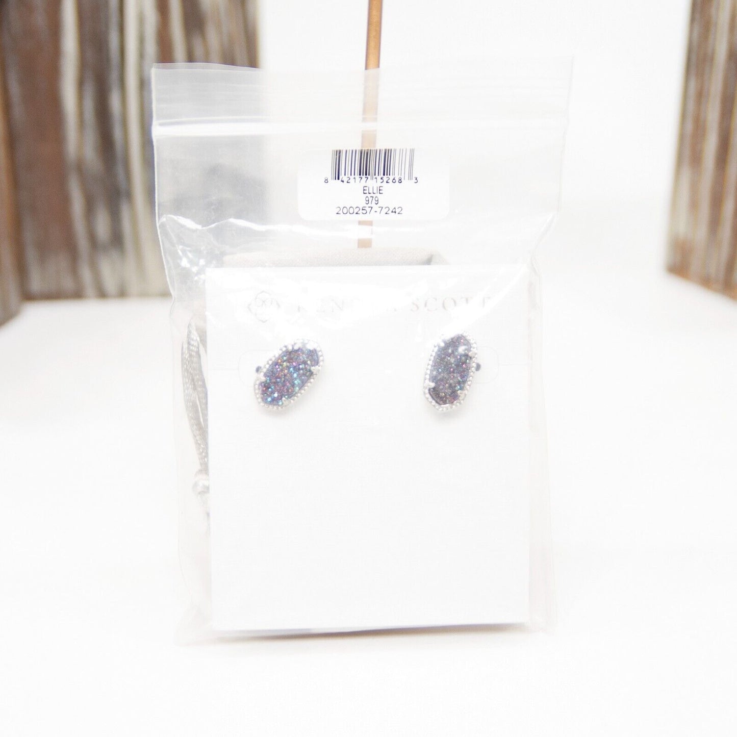 Kendra Scott Ellie Multi Drusy Rhodium Statement Stud Earrings NWT