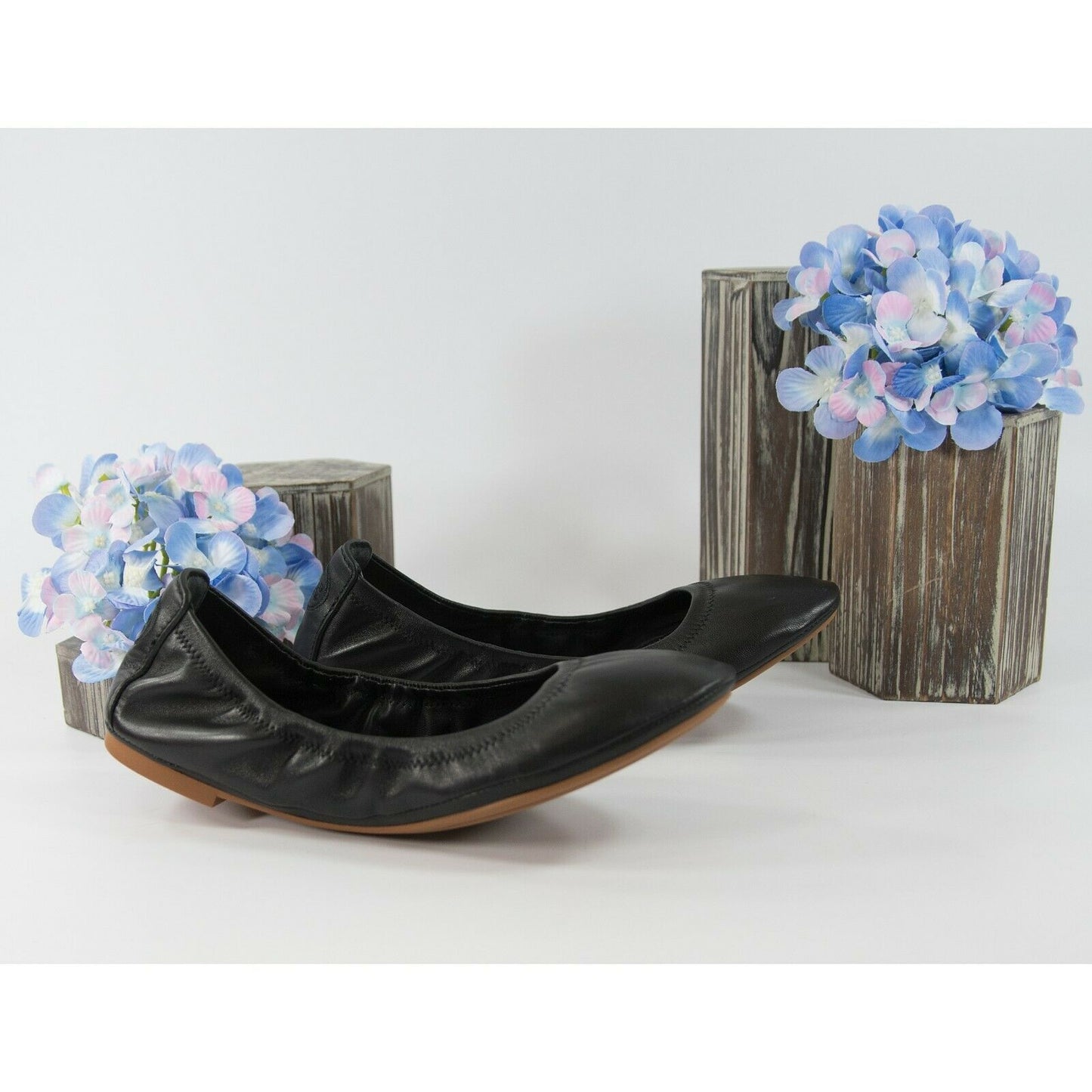 Tory Burch Eddie Black Nappa Leather Ballet Flats Sz 6.5 NIB