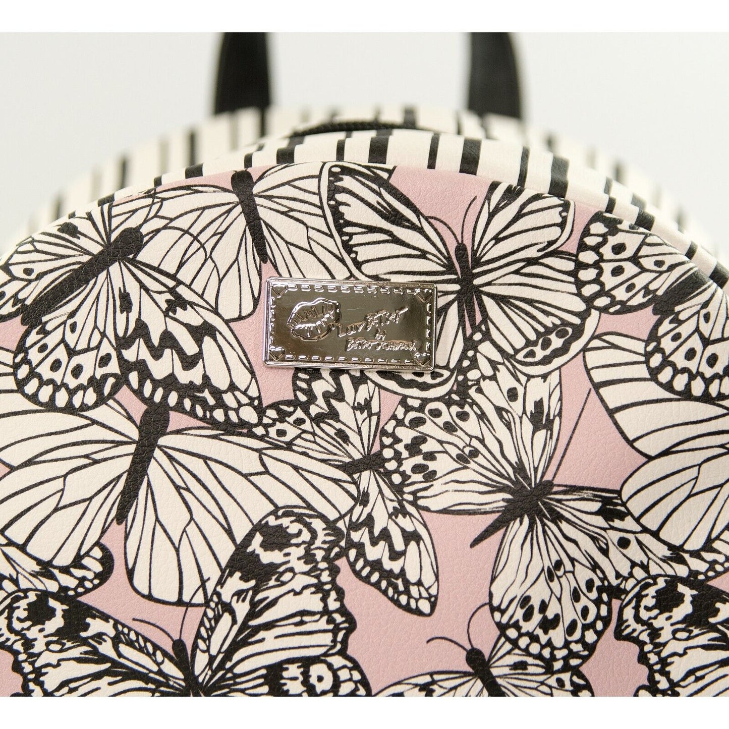 Betsey Johnson Sammy Black White Blush Butterfly Backpack Bag NWT