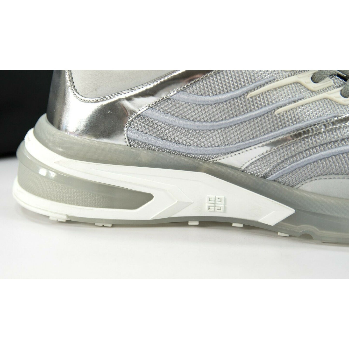 Givenchy Mens GIV 1 Silver Metallic Calf Leather Sneakers 46 NIB