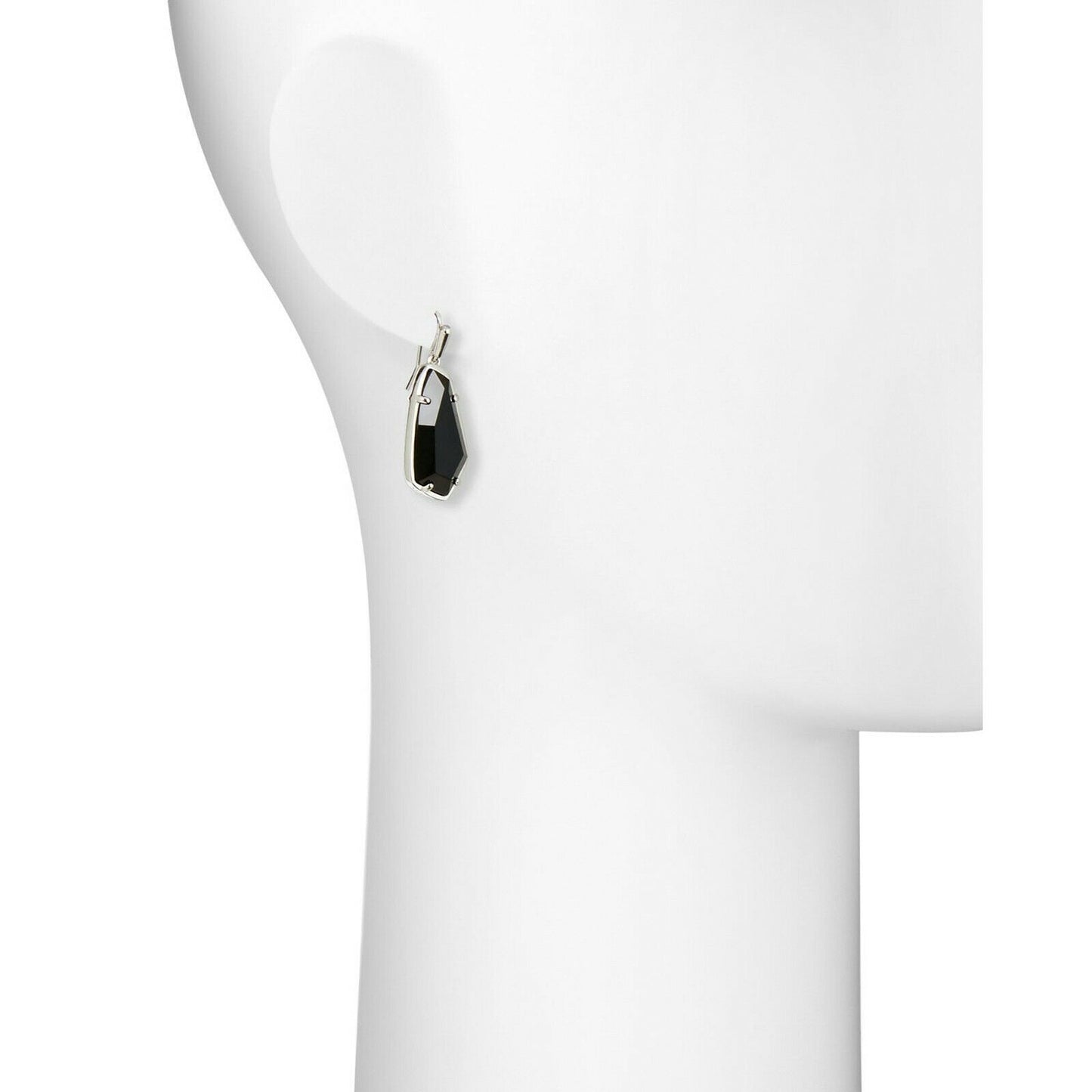 Kendra Scott Camelia Black Faceted Glass Rhodium Plated Drop Earrings NWT