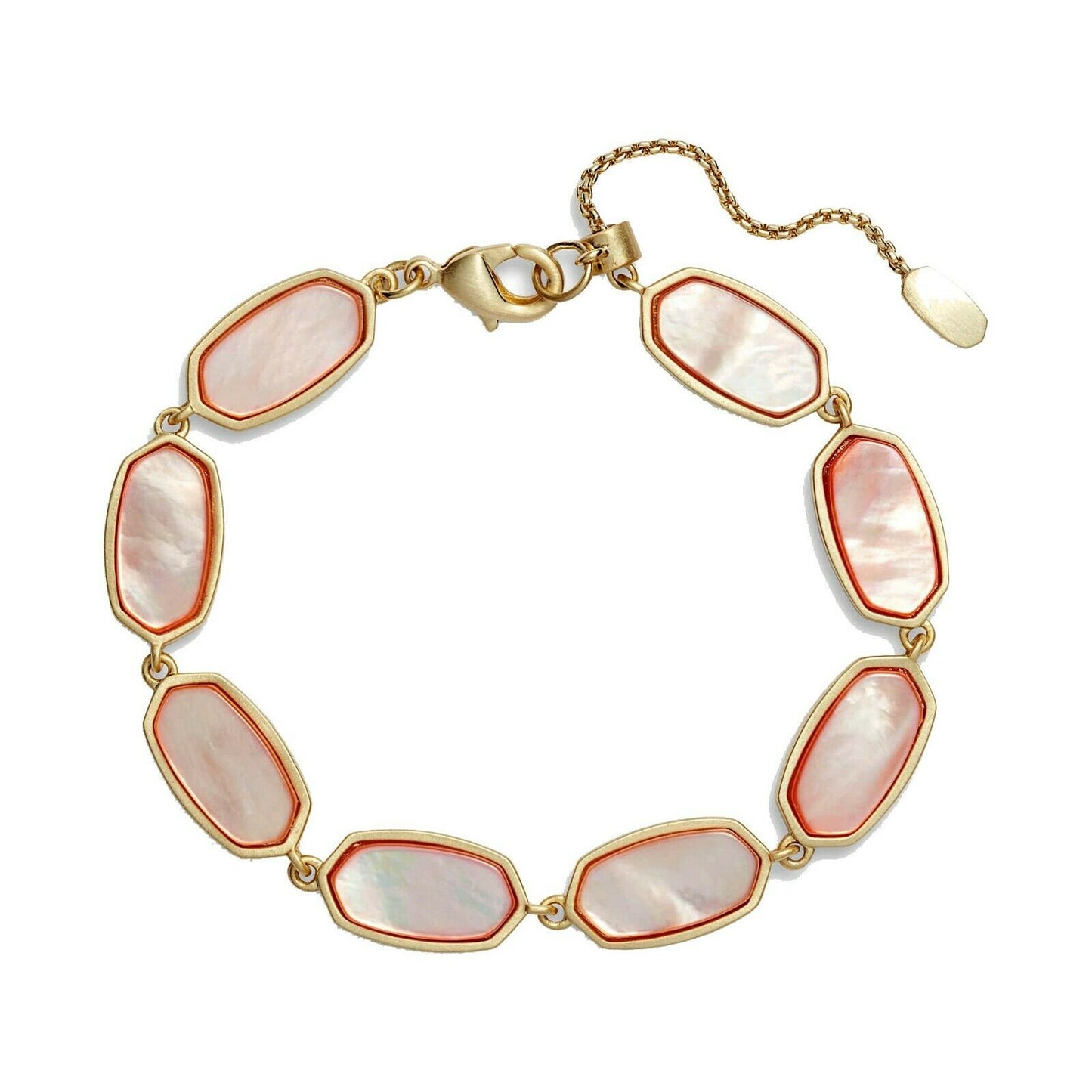 Kendra Scott Millie Peach Mother of Pearl Gold Chain Bracelet NWT