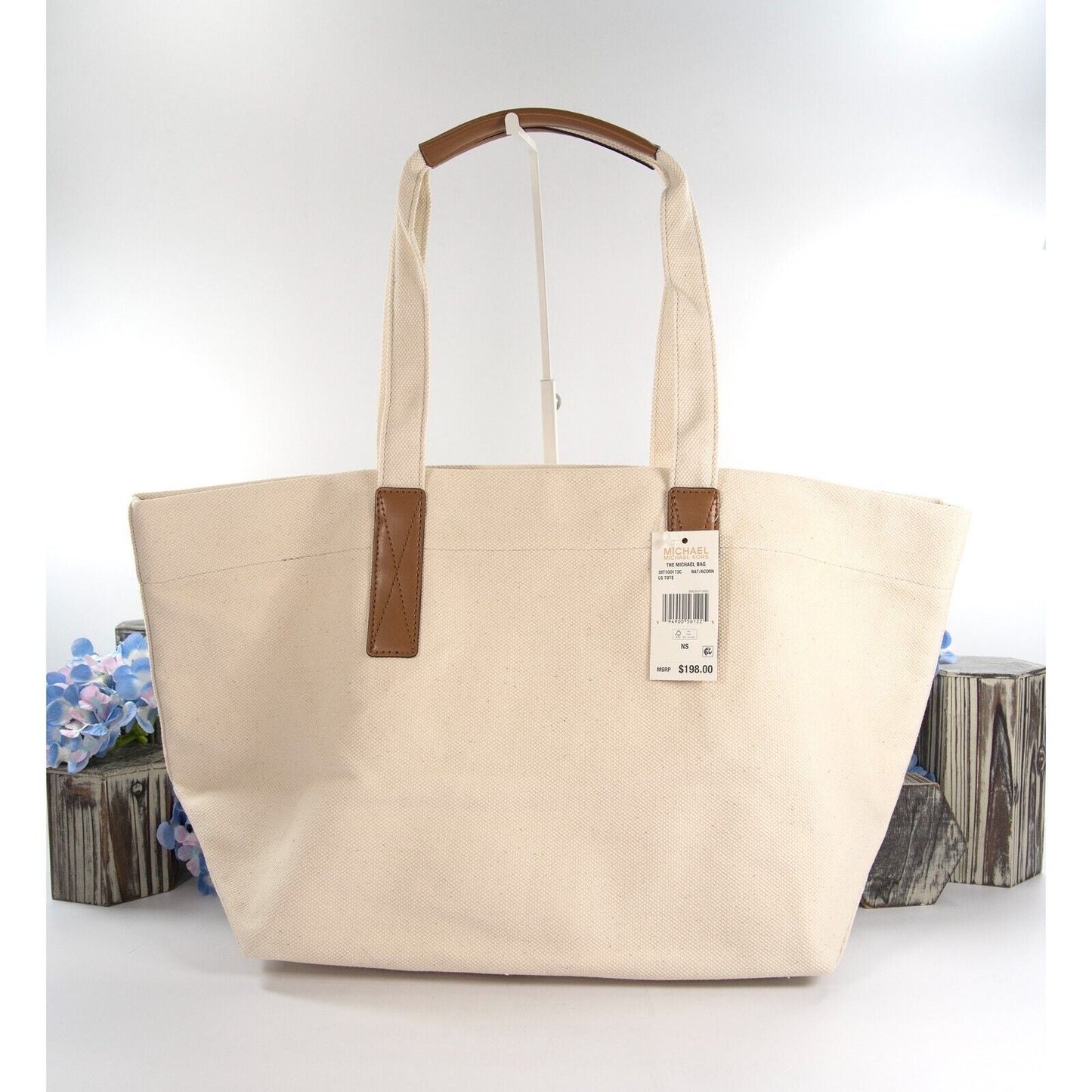 Michael Kors Canvas Heart The Michael Leather Trum Travel Tote Bag NWT