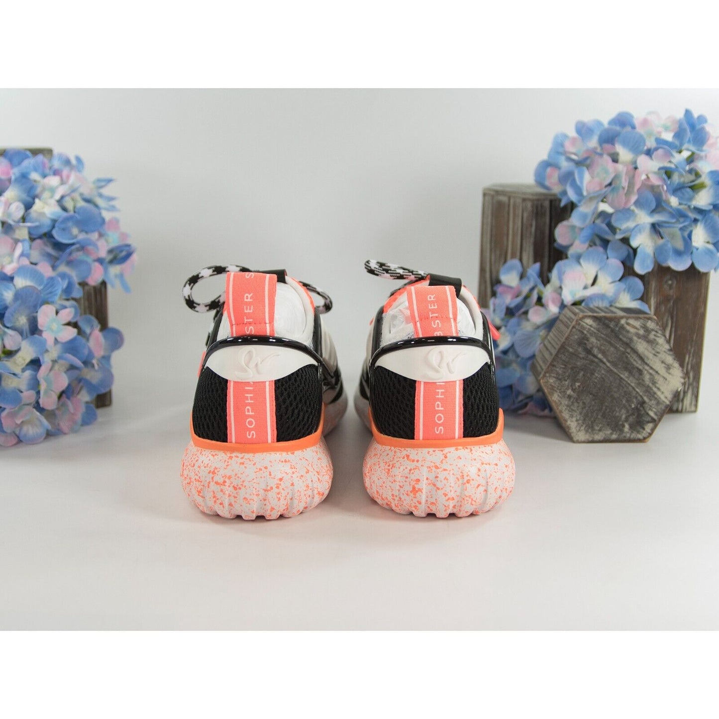 Sophia Webster Fly By Black Orange Neoprene Patent Leather Sneakers Size 37 NIB