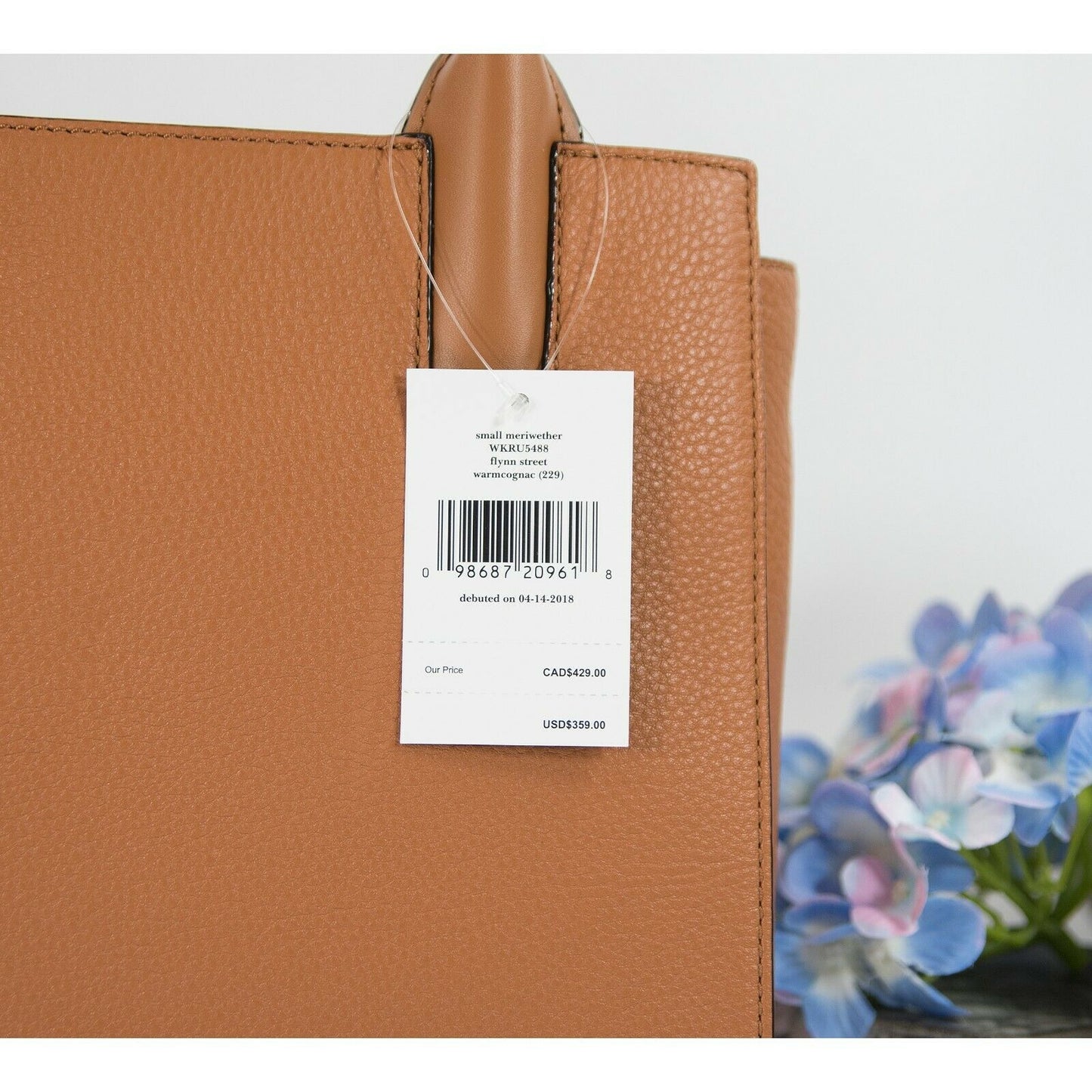 Kate Spade Warm Cognac Leather Flynn Street Small Meriwether Satchel Bag NWT