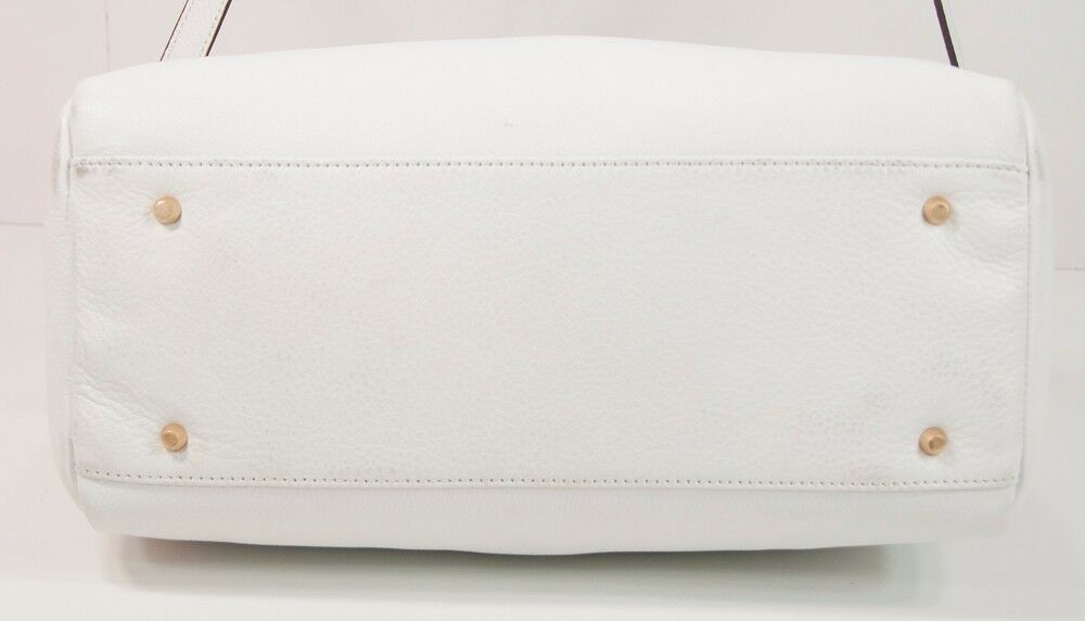 DKNY Crosby White Leather Satchel Large Gold Hardware with Rolled Handles NWT