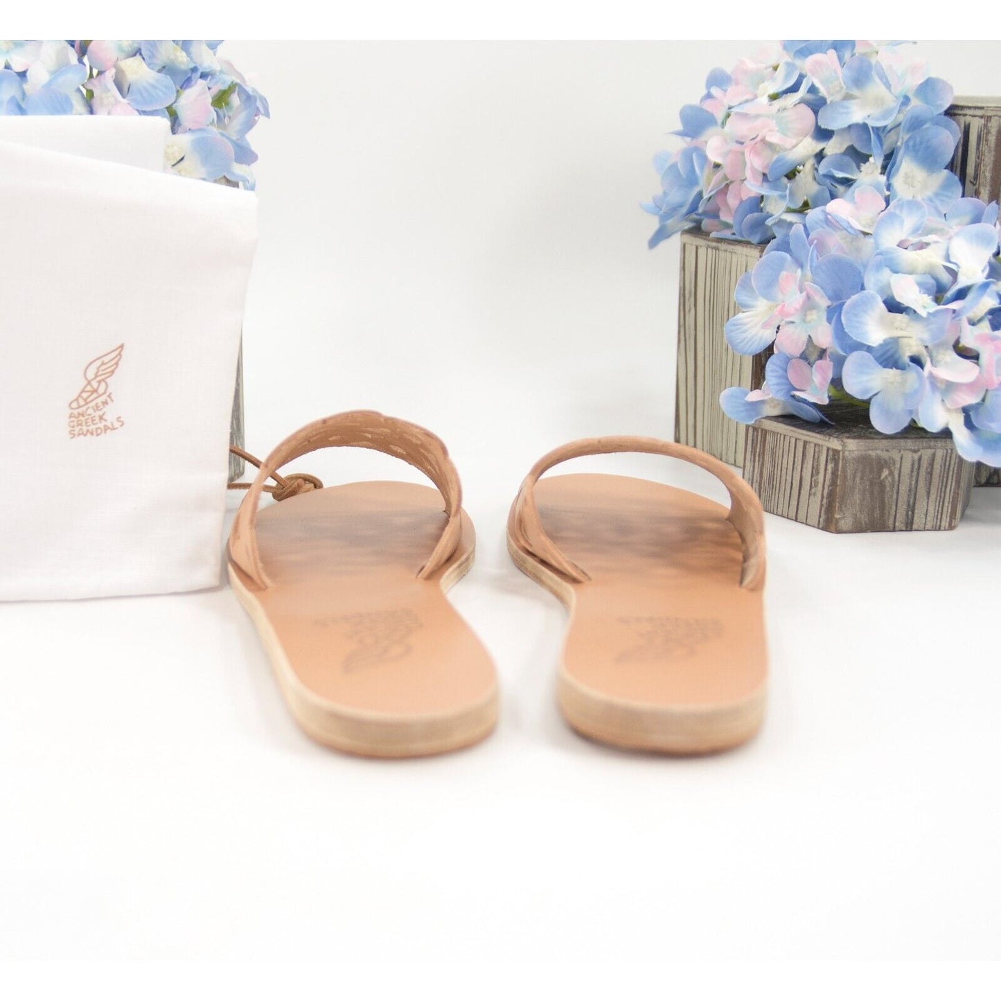 Ancient Green Maistros Natural Leather Slides Mule Flats Sandals Size 36 NIB