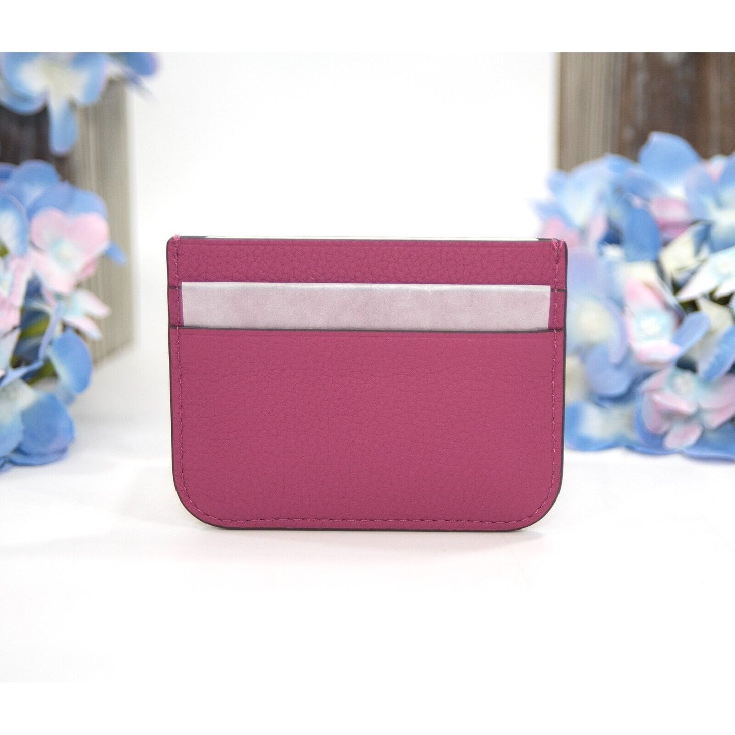 Tory Burch Plumberry Leather Eleanor Logo Card Case Mini Wallet NWT
