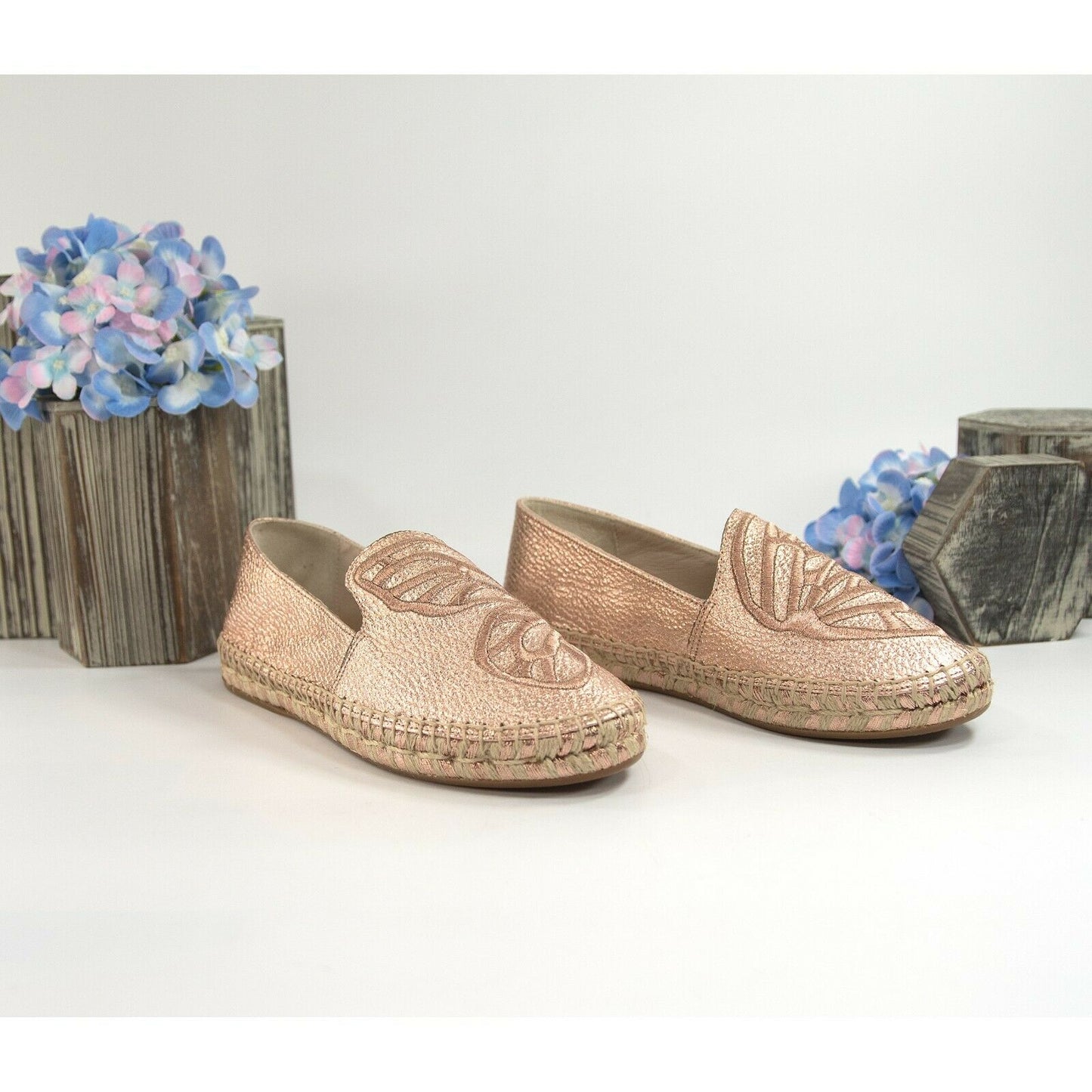Sophia Webster Rose Gold Leather Butterfly Espadrille Flats 36 NIB
