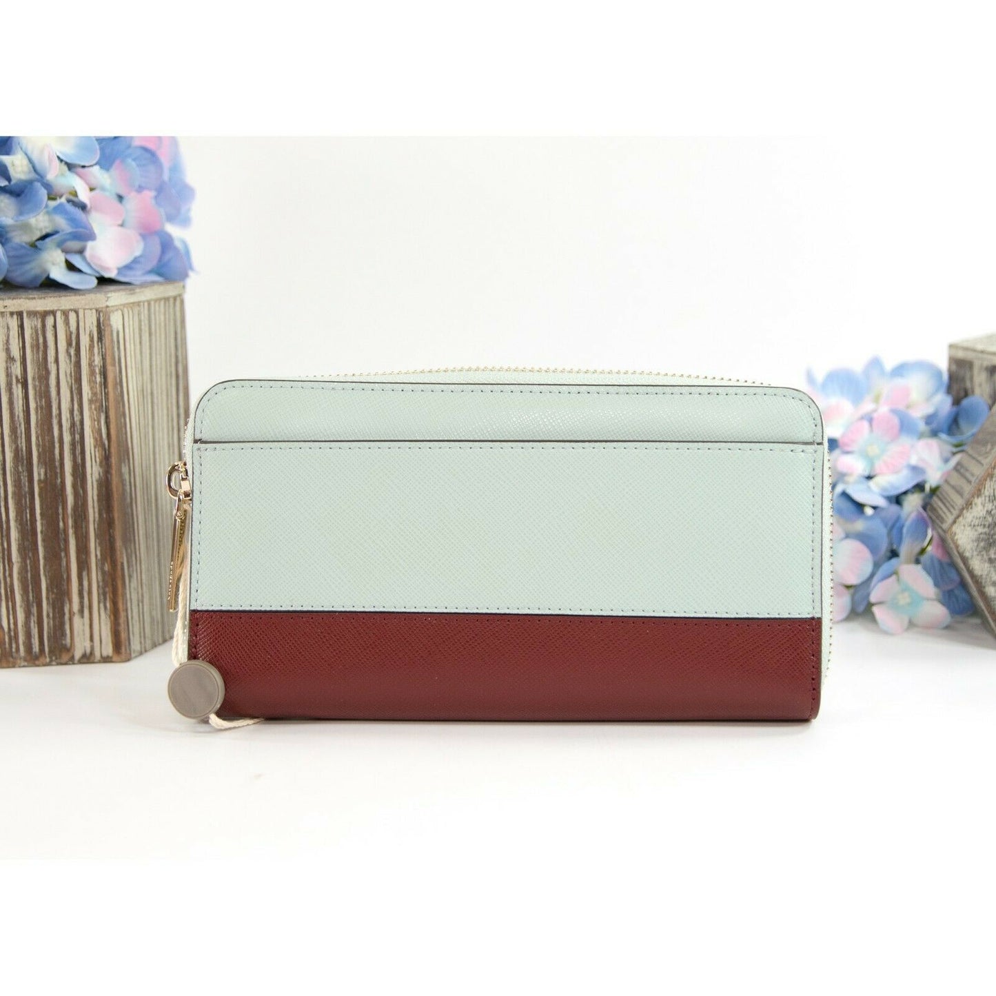 Kate Spade Cold Mist Leather Spencer Zip Around Lacey Wallet NWT