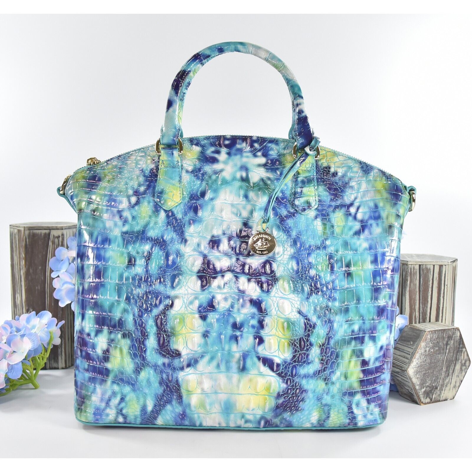 Brahmin Blue Hydro Ombre Melbourne Leather Large Duxbury Satchel Bag N –  Design Her Boutique