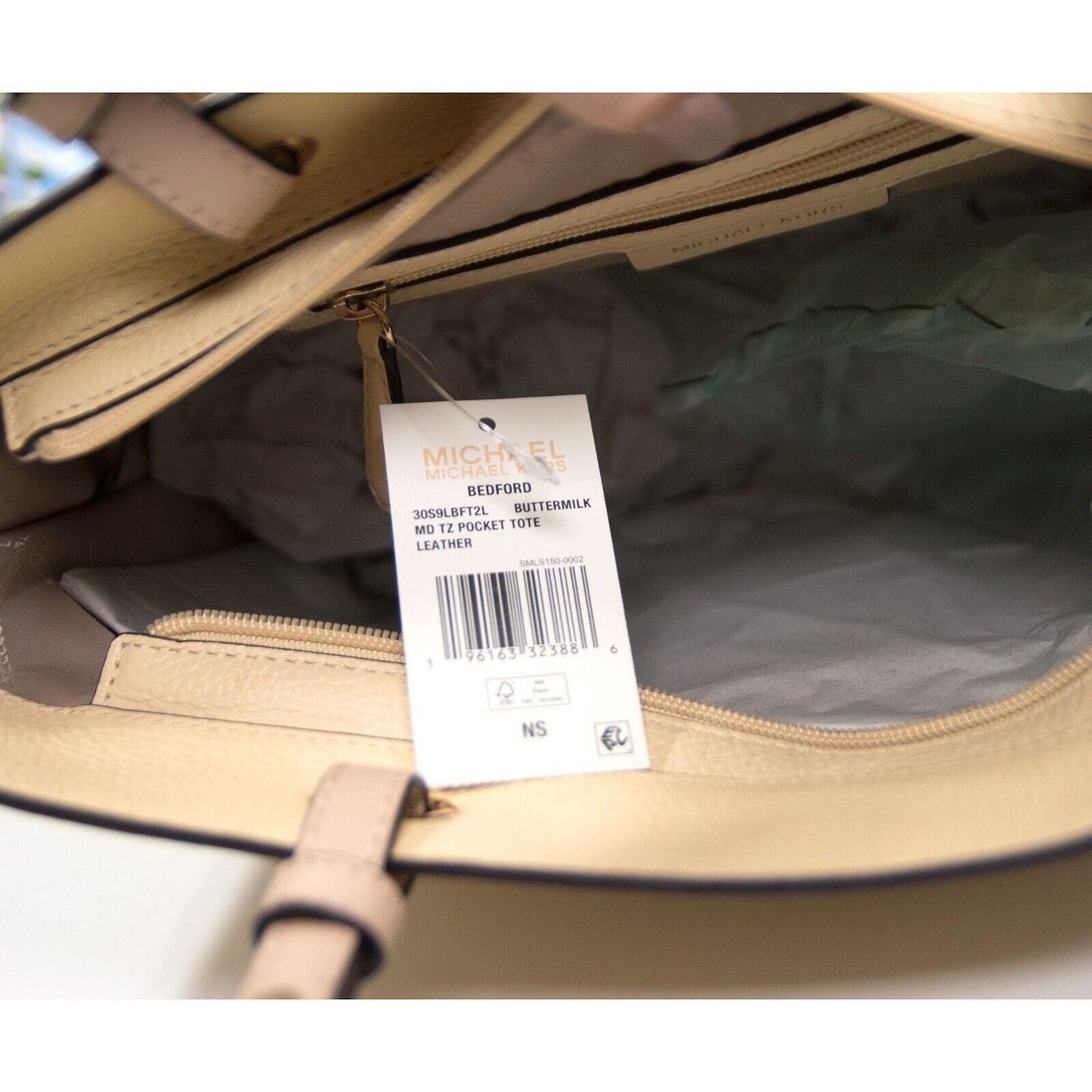 Michael Kors Bedford Buttermilk Leather Pocket Tote Bag NWT