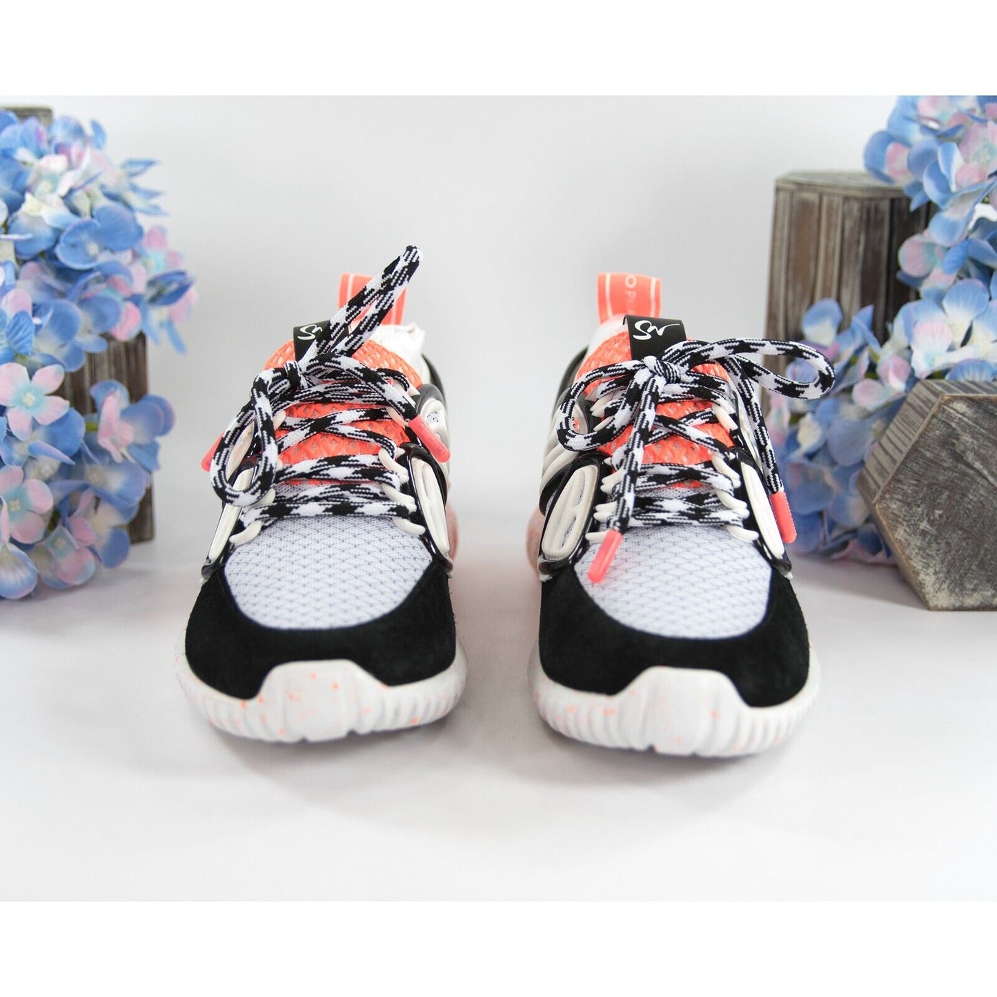 Sophia Webster Fly By Black Orange Neoprene Patent Leather Sneakers Size 37 NIB