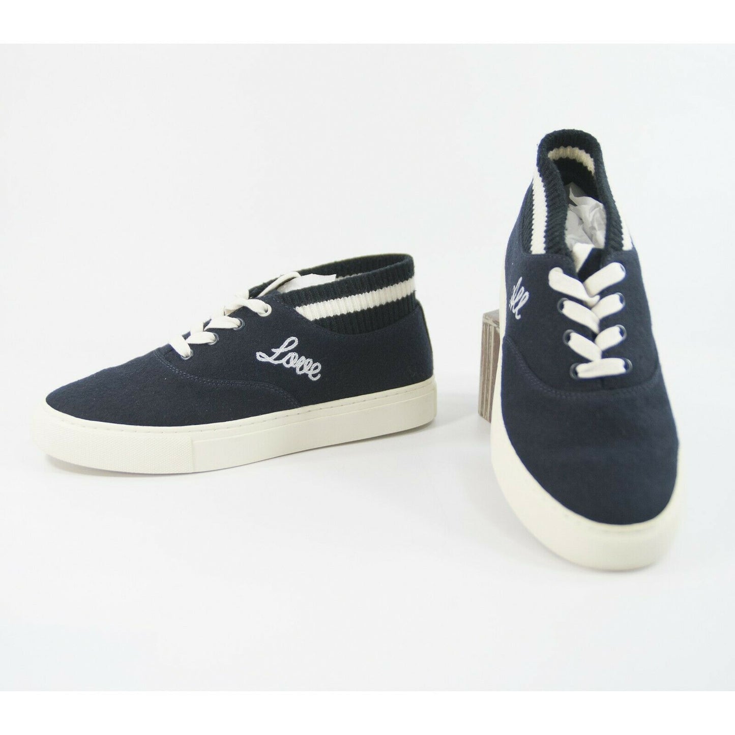Tory Burch Bright Navy Snow White Love All Hi-Top Trainer Sneaker 8.5 NIB