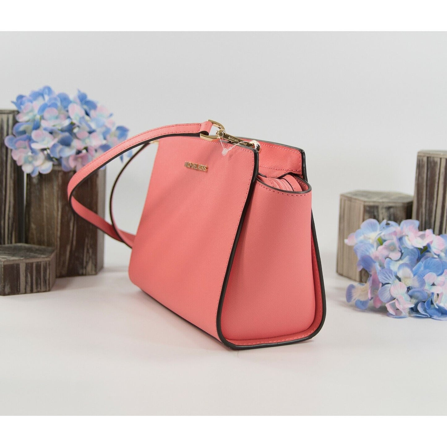 Michael Kors Grapefruit Leather Selma Medium Messenger Crossbody Bag NWT