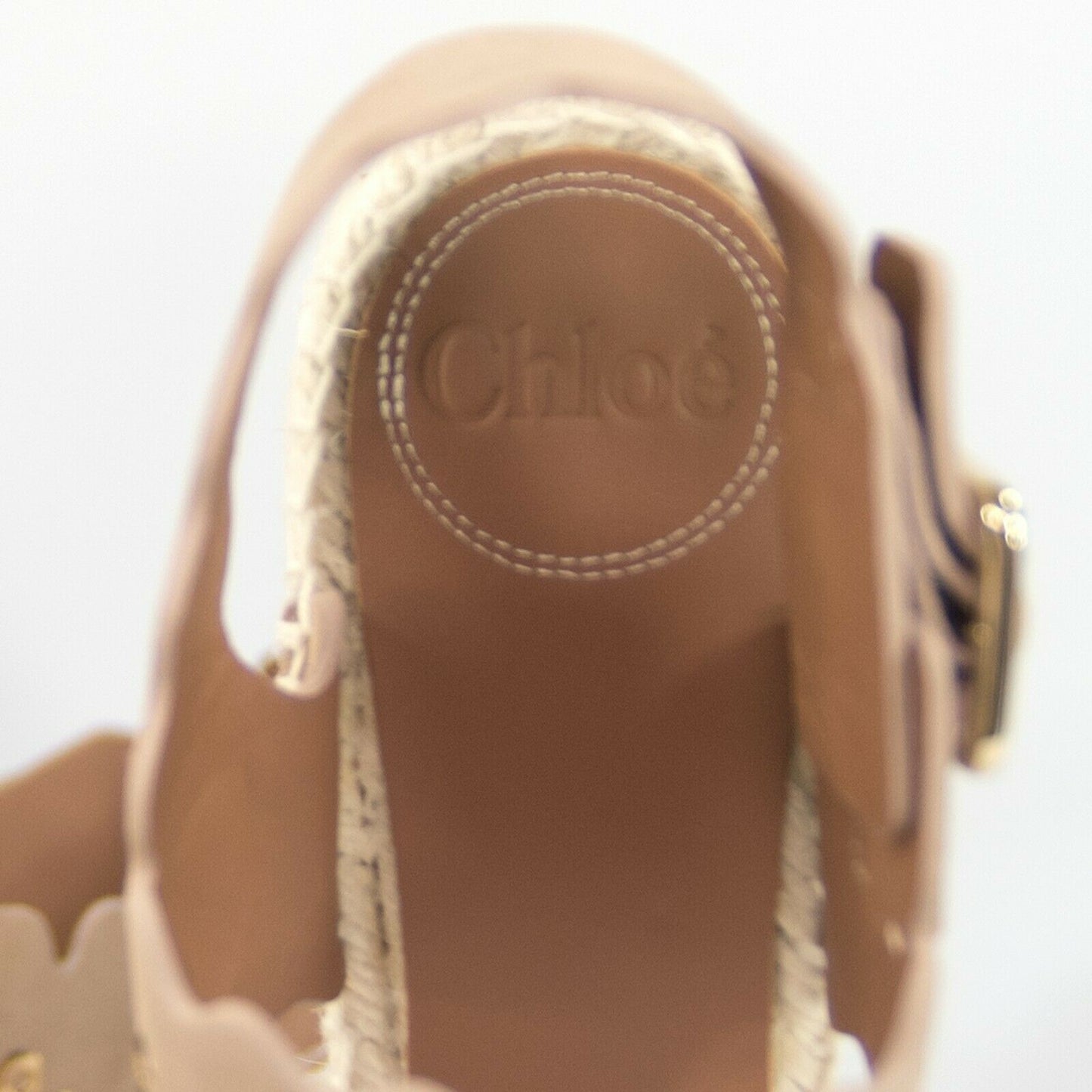 Chloe Lauren Studded Grommet Suede Espadrille Wedge Heels Sandals Size 37 NIB