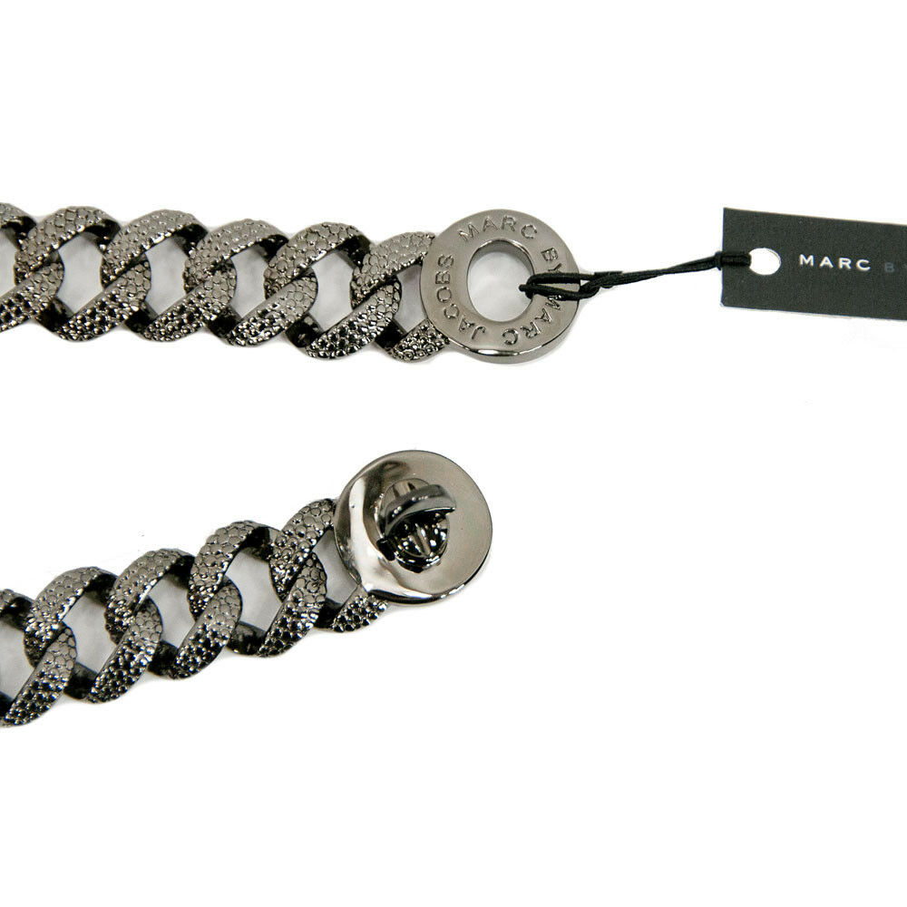 Marc Jacobs Hematite Katie Turnlock Lizard Embossed Link Bracelet NWT