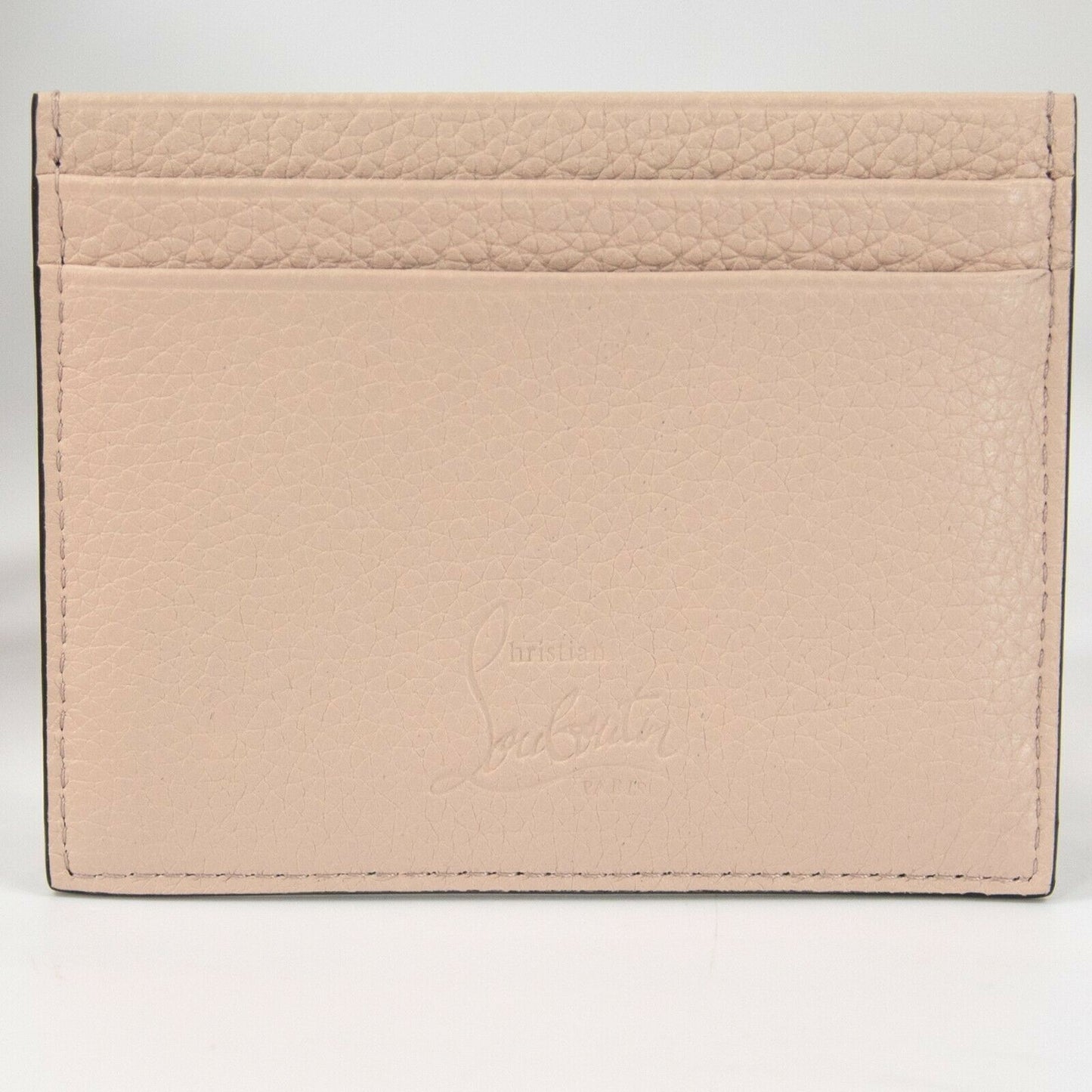 Christian Louboutin Kios Iridescent Studded Pink Leather Card Case Wallet NWT