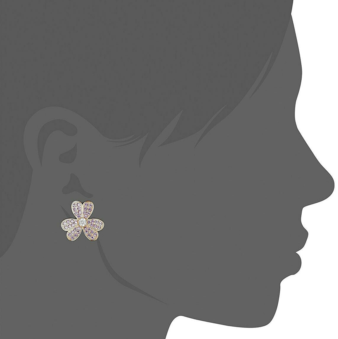 CZ Kenneth Jay Lane Rose Gold Plated Floral Pink CZ Stud Earrings NWT