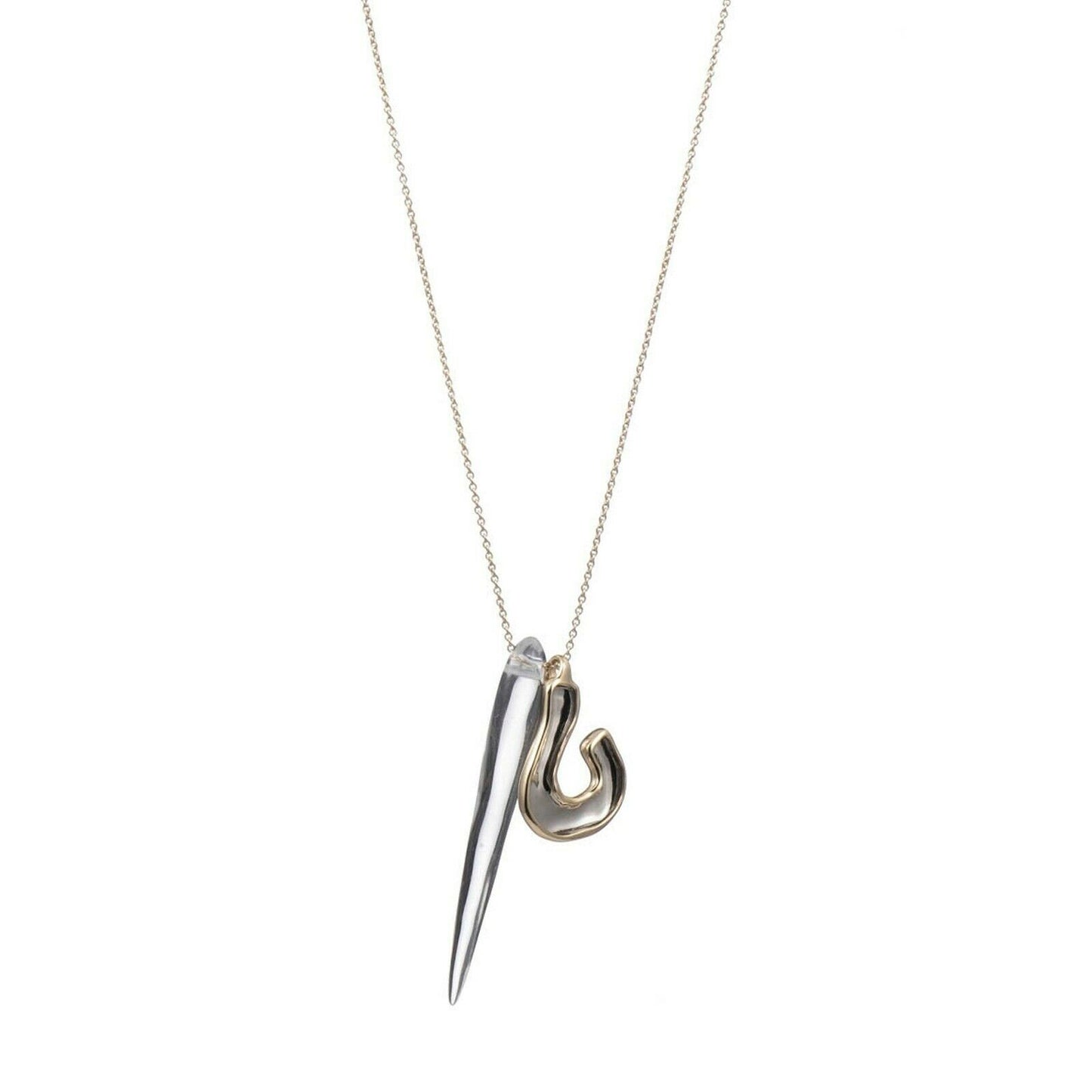 Alexis Bittar Crystal Lucite Liquid Spike Long Pendant Statement Necklace NWT