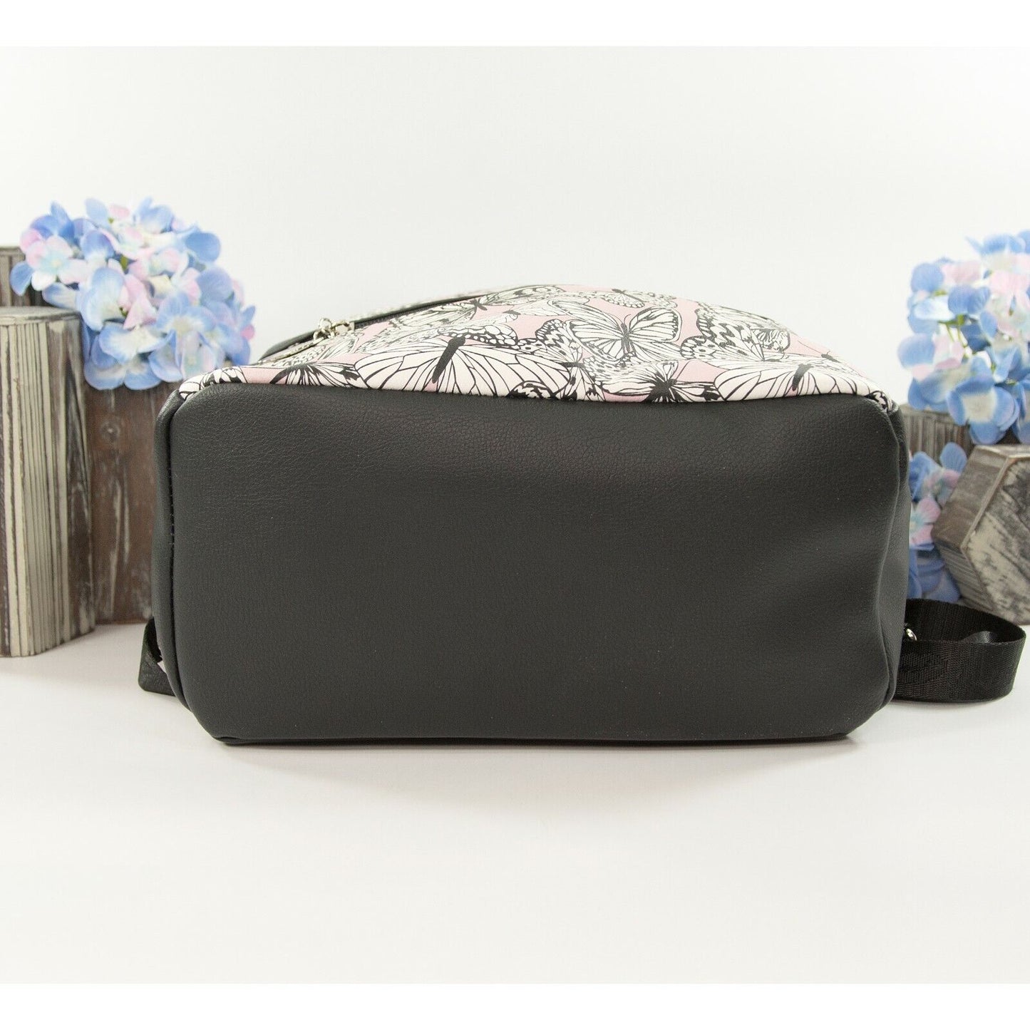 Betsey Johnson Sammy Black White Blush Butterfly Backpack Bag NWT