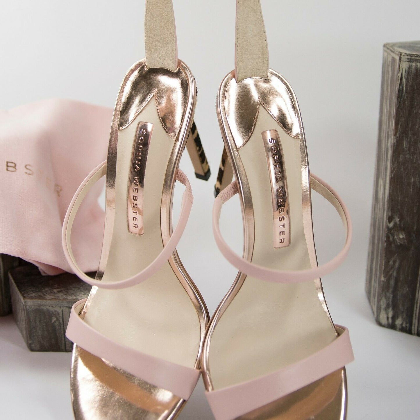 Sophia Webster Rosalind Pink Leather Leopard Calf Hair Heels Size 39.5 9.5 NIB