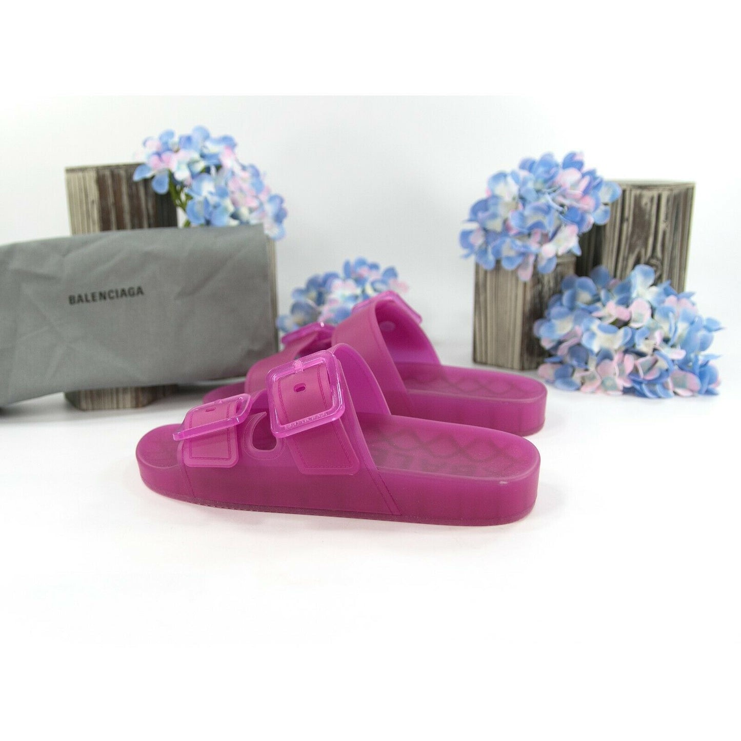 Balenciaga Magenta Pink Mallora Pool Slide Sandal 36 NIB