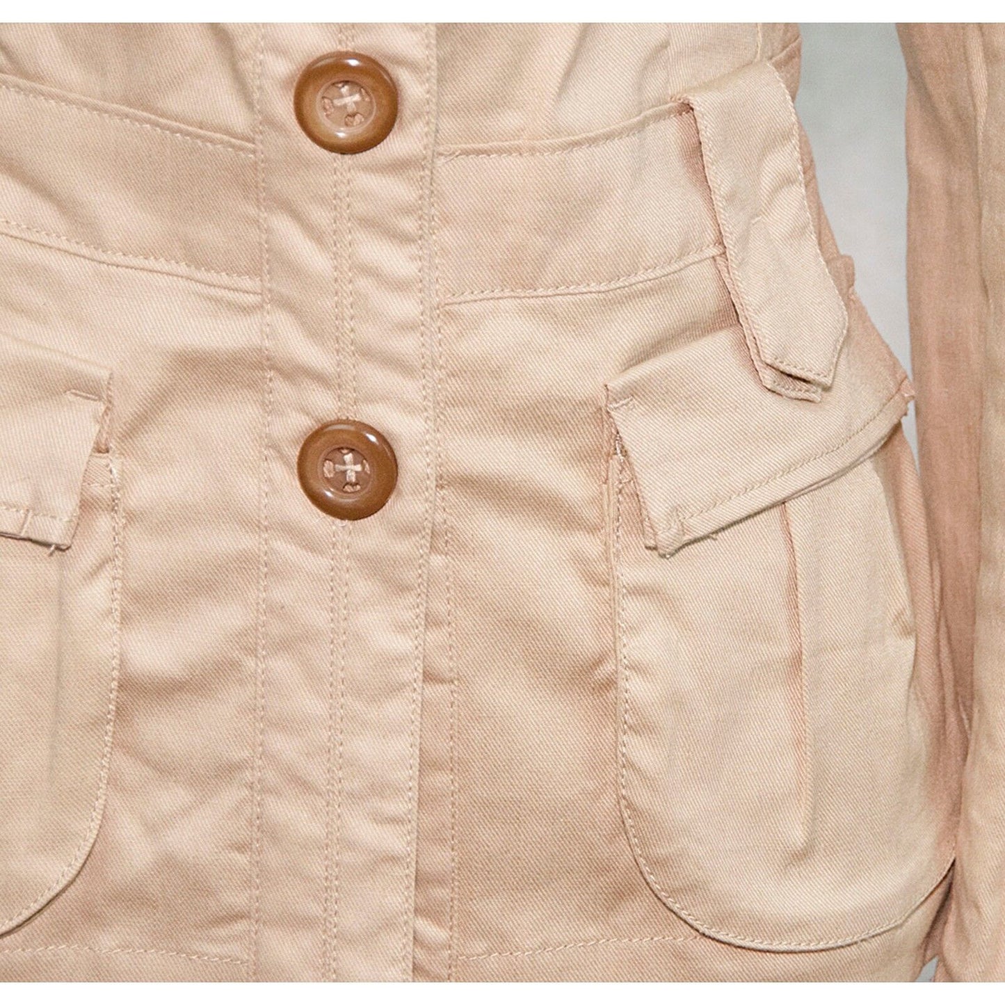 2b.Rych Walnut Spring Cotton Linen Military Safari Jacket Size 8 NWT