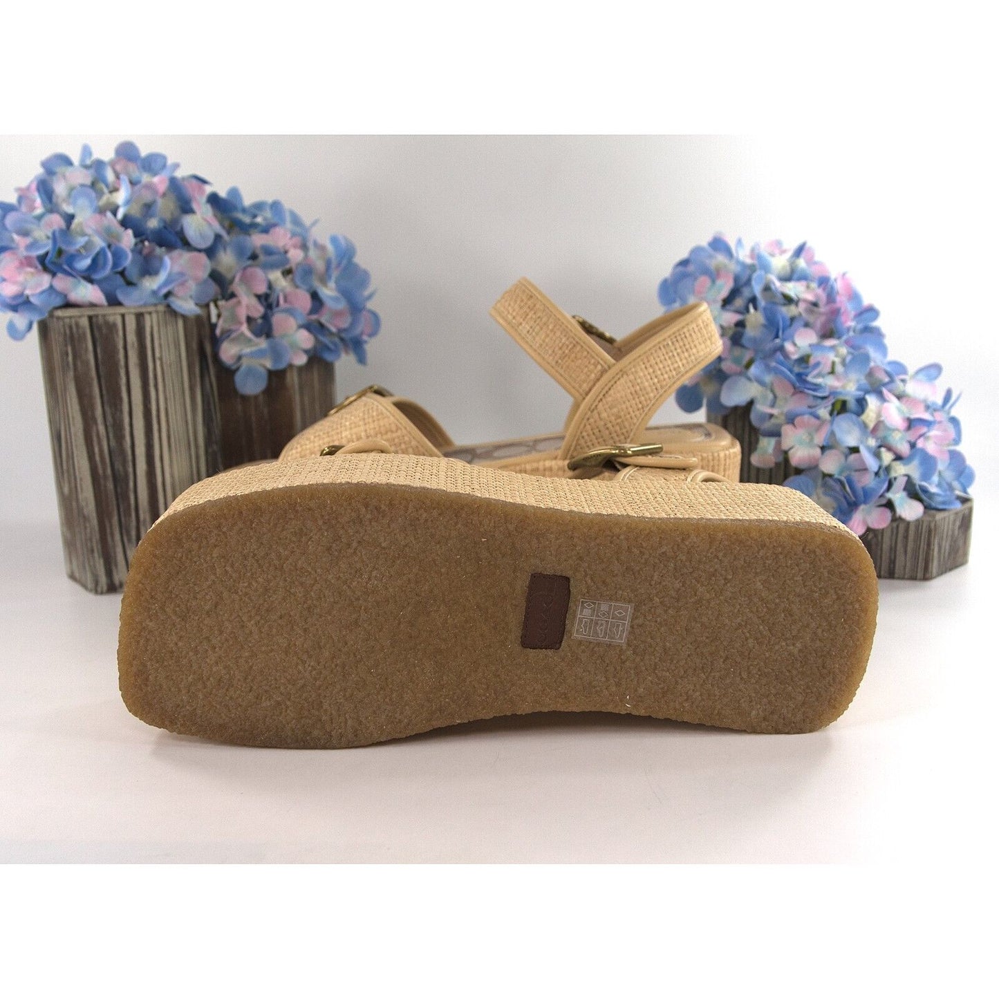 Coach Naomi Raffia Flatform Platform Sandal Heels Sz 9.5 NWOB C8903