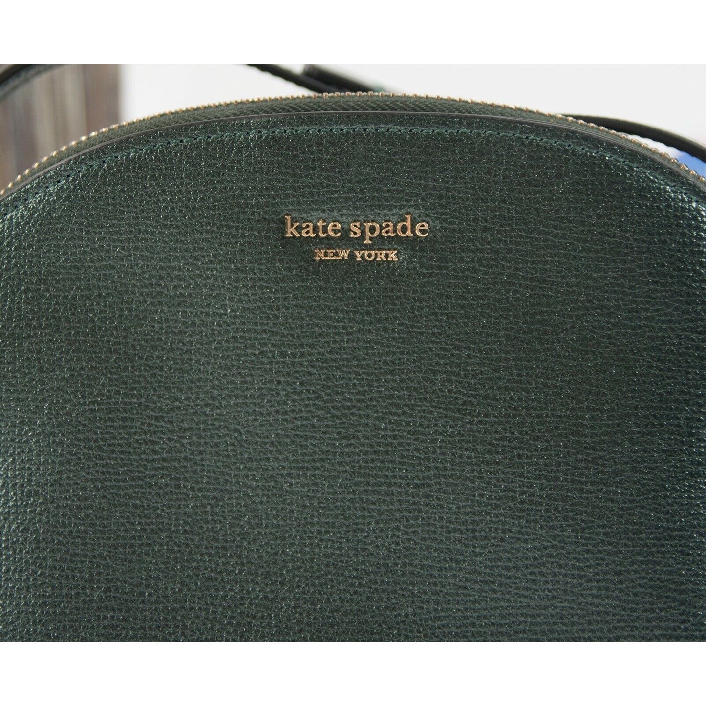Kate Spade Sylvia Deep Evergreen Metallic Leather Medium Dome Crossbody Bag NWT
