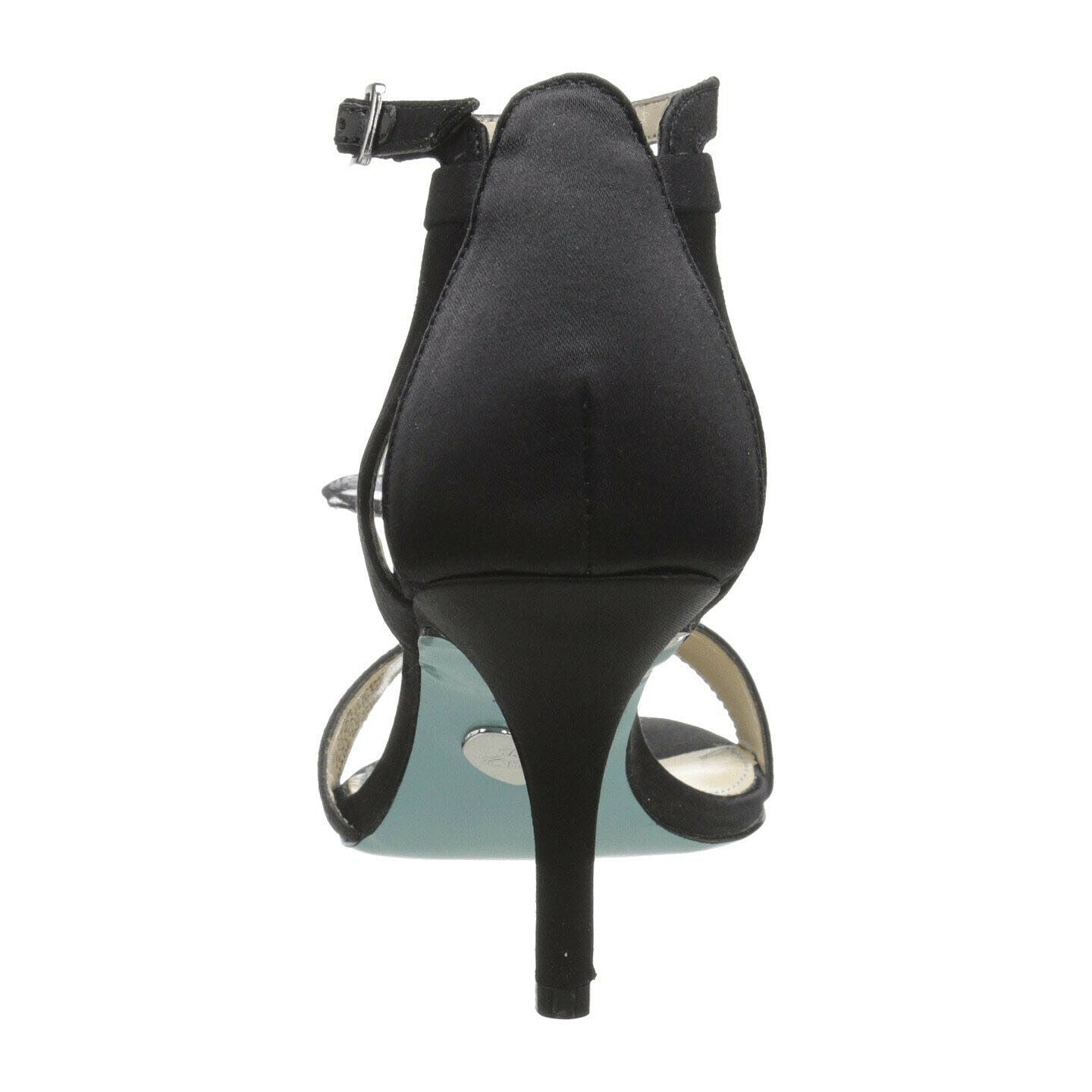 Betsey Johnson Maddi Black Satin Chiffon Flower Open Toe Kitten Heels 6.5 NIB