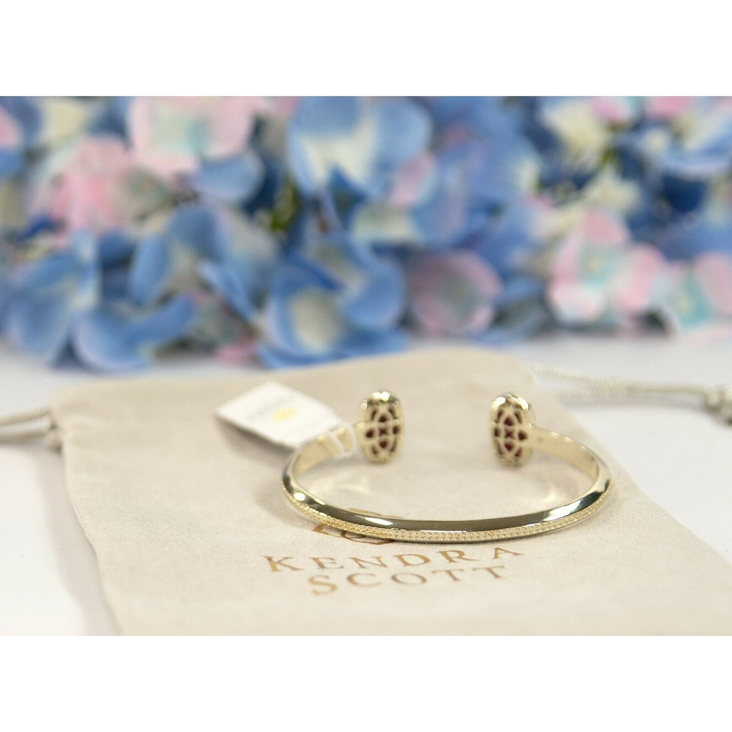 Kendra Scott Elton Maroon Jade Bangle Cuff Bracelet NWT
